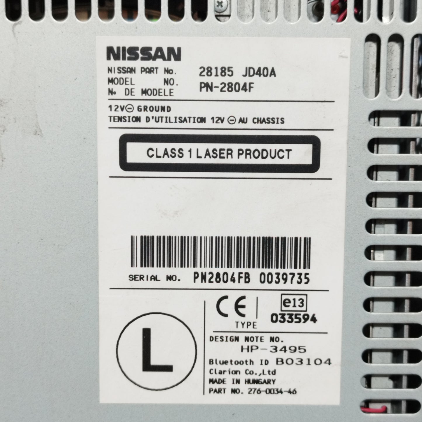 Nissan Qashqai 2008 car radio Cod: 28185 JD40A ecoAC10425