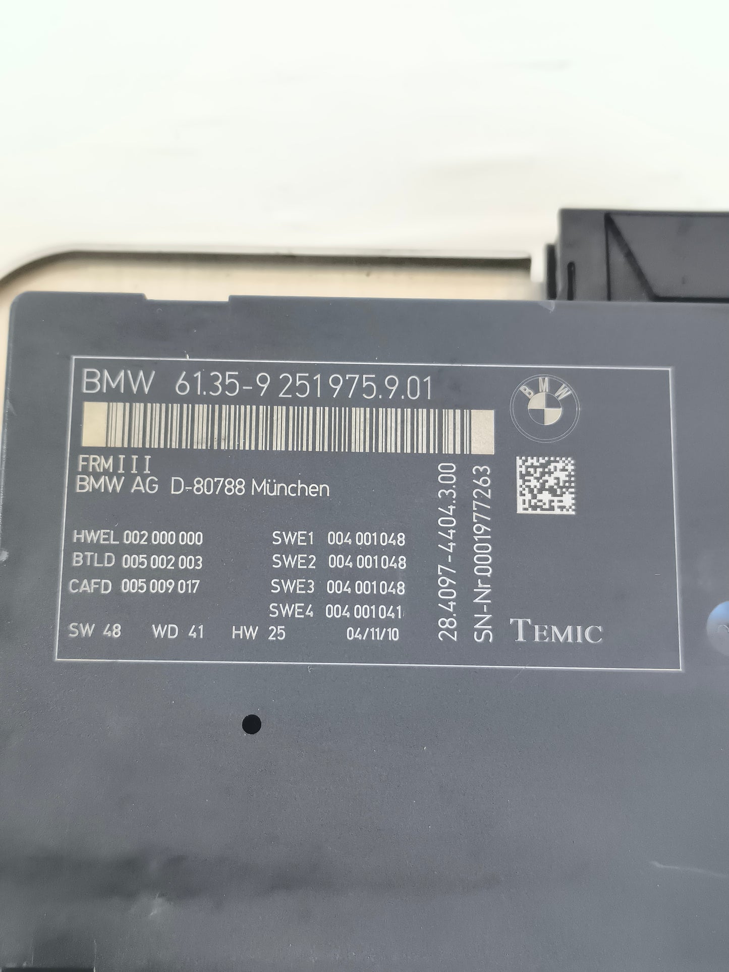 Centralina modulo FRM Bmw serie 5 F10 2010-2017 cod: 61.35-9251975.9.01 ecoAG8518