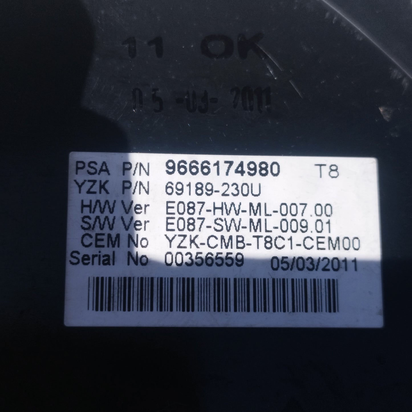 Quadro Strumenti Peugeot 3008 I (T84) 1.6 D 2009-2013 cod: 9666174980 ecoAC15806