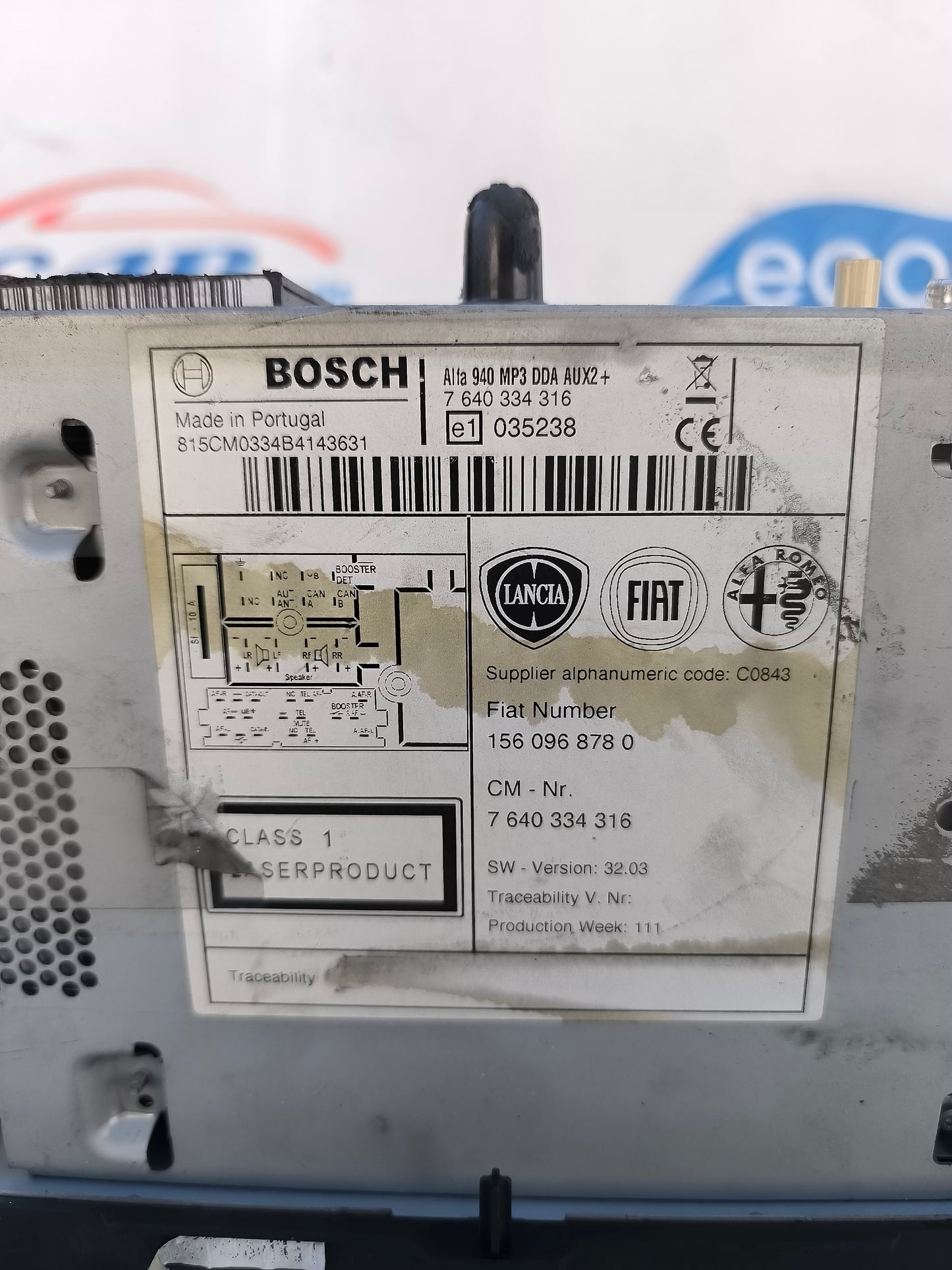 Autoradio Alfa Romeo Giulietta 2012 codice: 1560968780 ecoAG5850