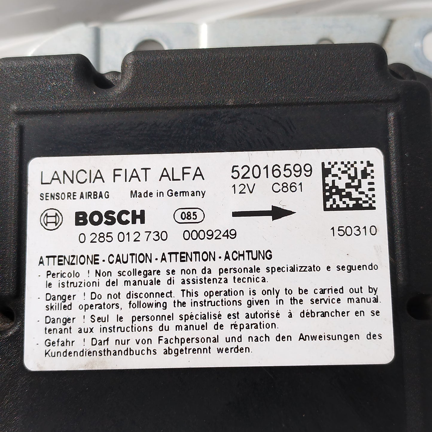 Kit airbag Lancia Ypsilon 2015 cod: 0285012730 ecoAC15696