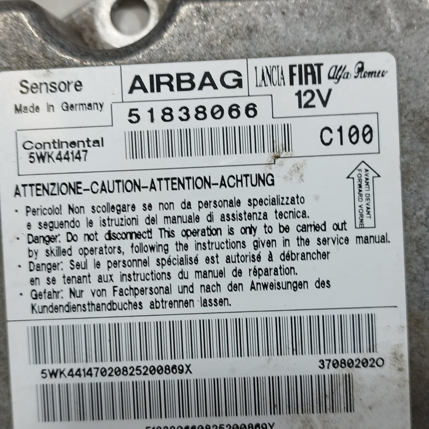 Kit airbag Fiat Grande Punto 2008-2010 cod: 51838066 ecoAC16286