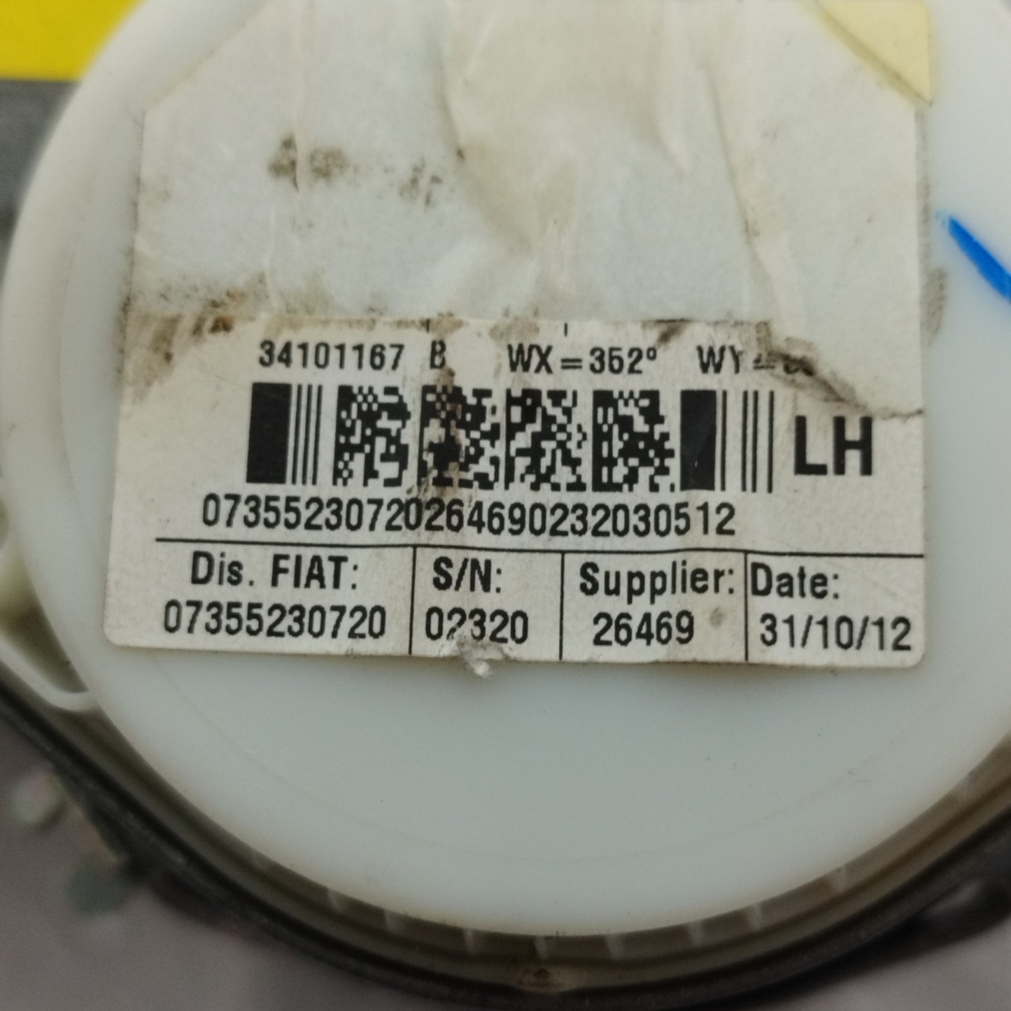 Front left seat belt Fiat 500 2012 code: 07355230720 ecoAC1869