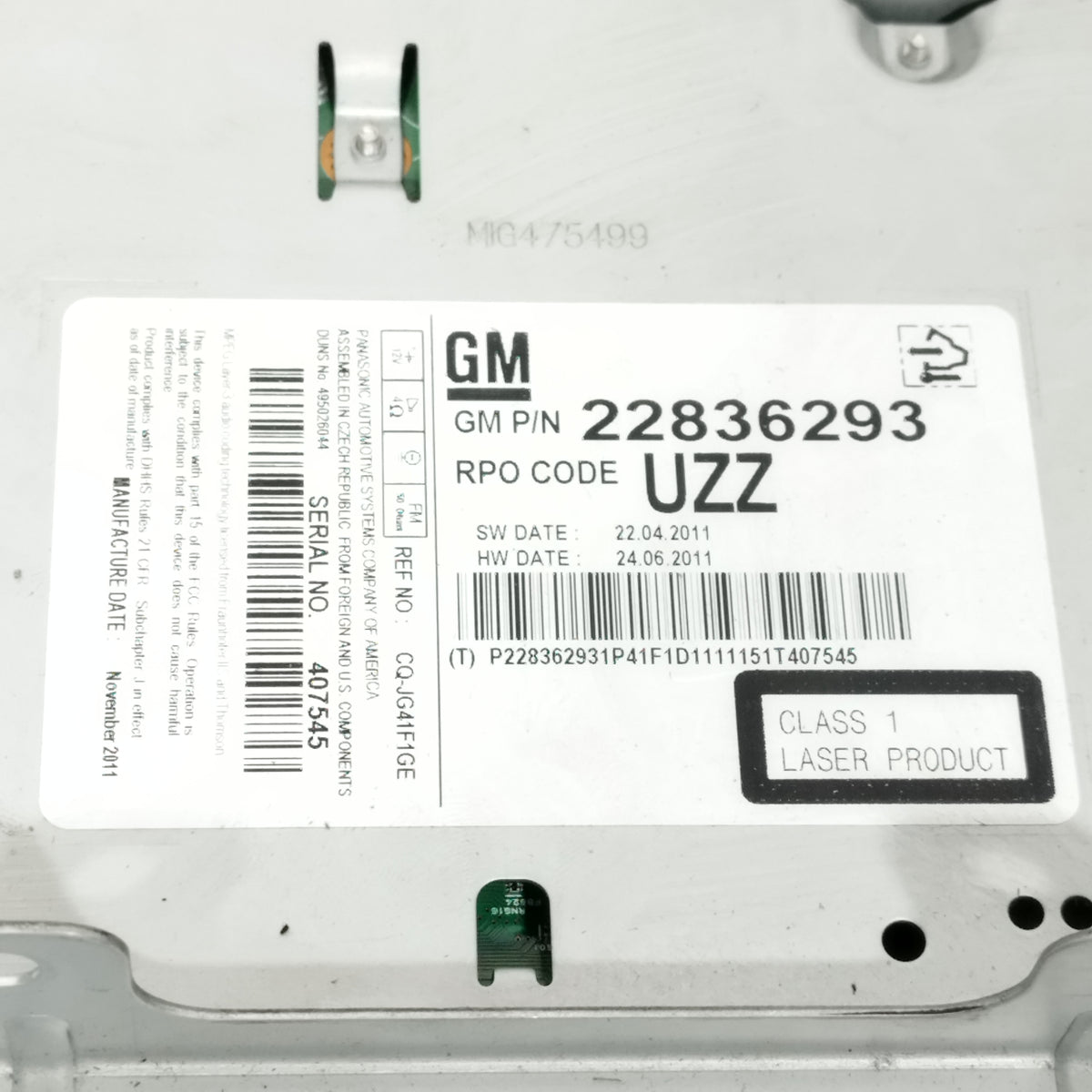 Autoradio/Lettore Cd Opel Zafira C Tourer 2011-2016 cod: 22836293 ecoAC17348