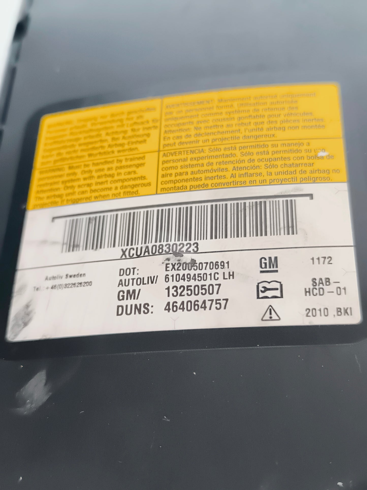 Front left seat airbag Opel Meriva B Cod. 13250507 ecoAG6251