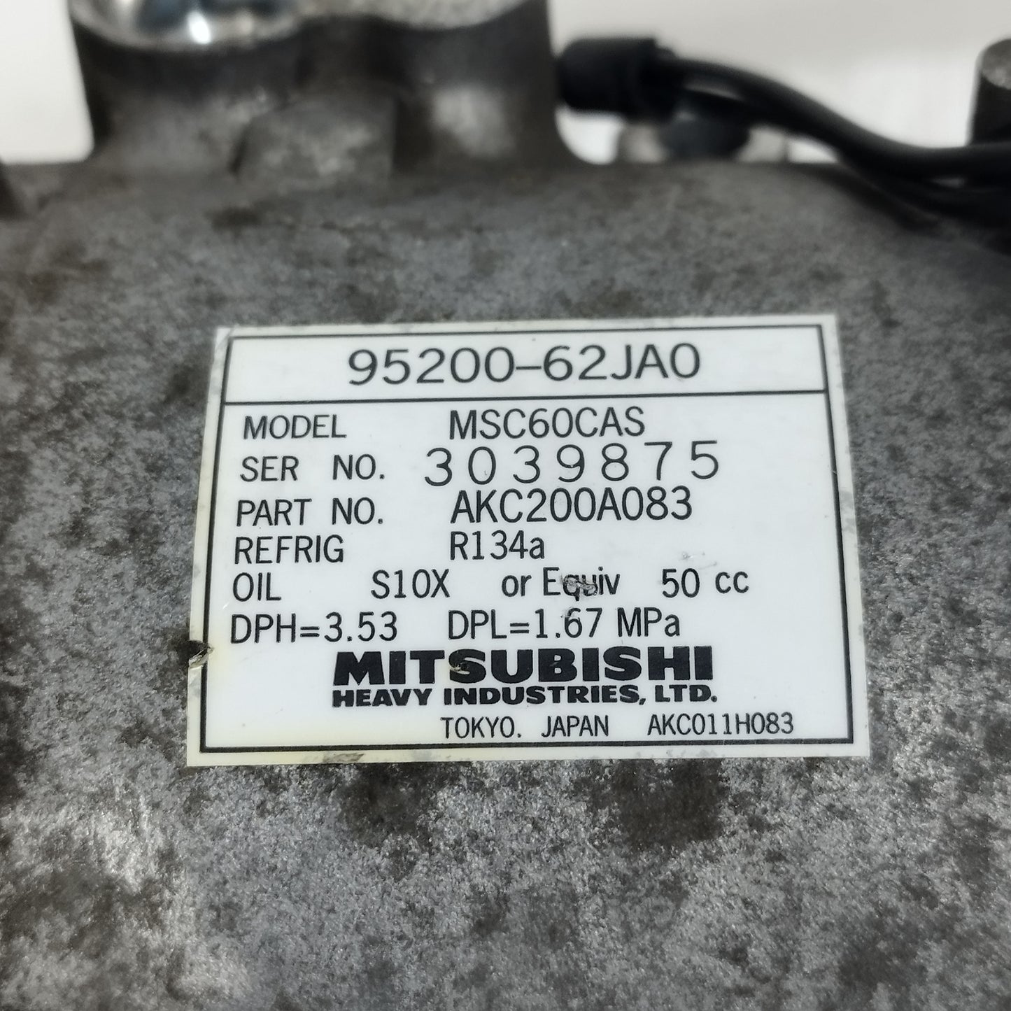 Compressore a / c Suzuki Swift SX4 1.3 B 2005-2011 (1 pin) cod: 95200-62ja0 ecoAC15540