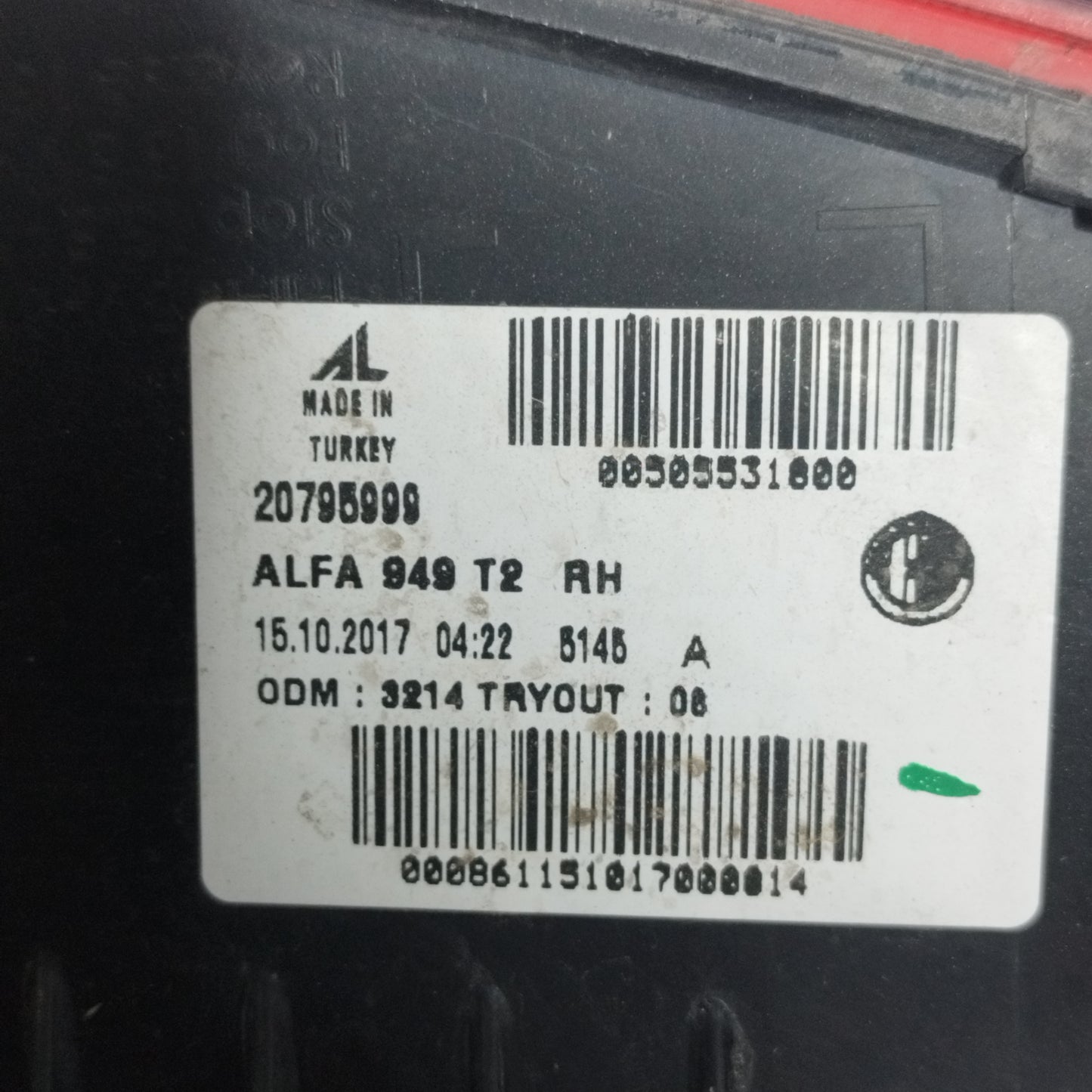 Rear internal LED light right Alfa Romeo Stelvio Q4 2017 Code: 20795999 ecoAC11800