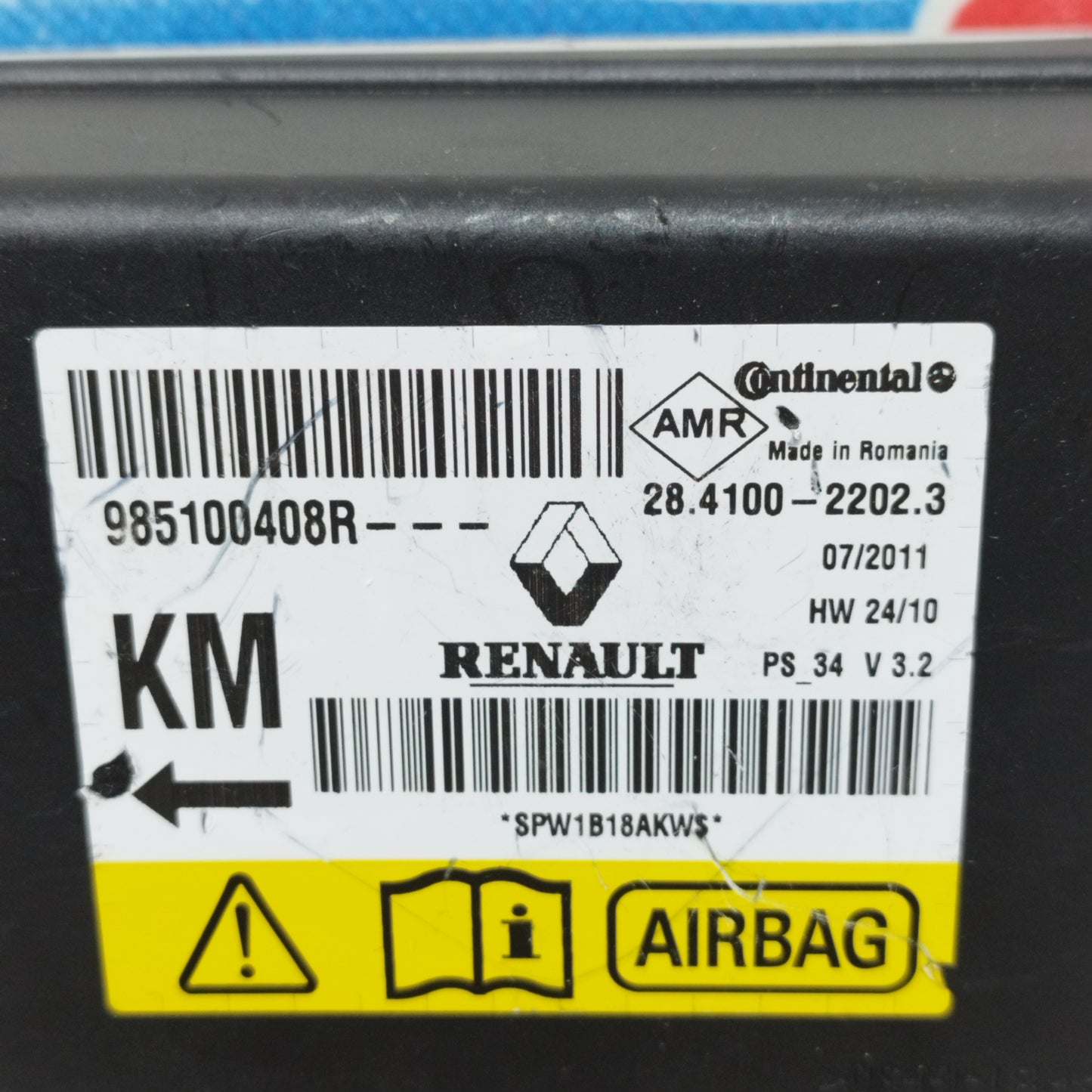 Centralina Airbag Renault X-Mod 2012 cod: 985100408R ecoAC9504