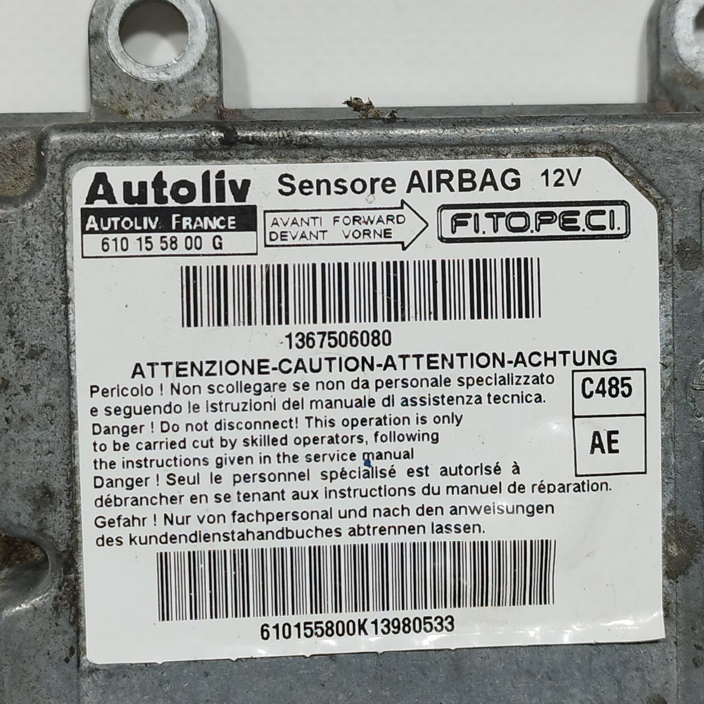 Centralina airbag Fiat fiorino 2010 Codice: 610155800G ecoAC12557