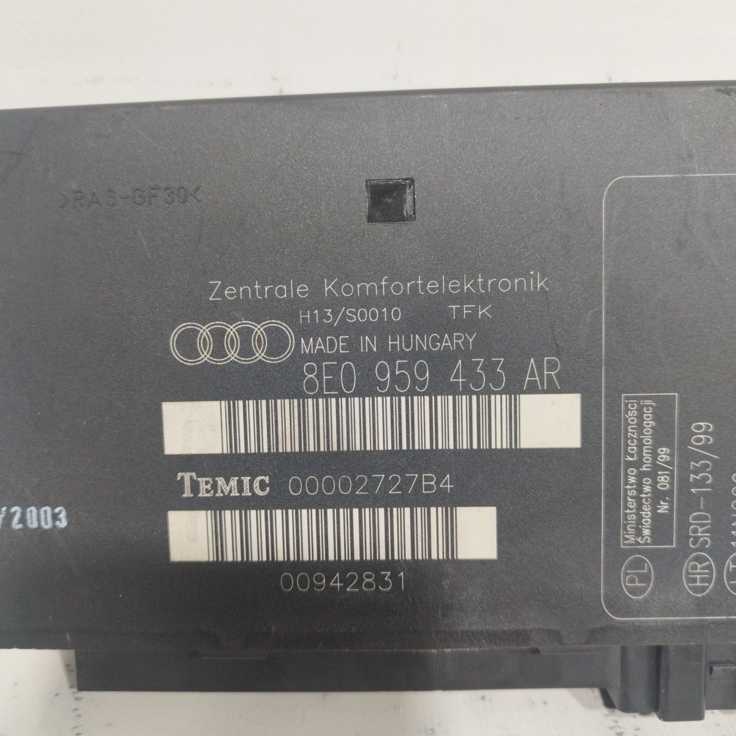 Centralina comfort Audi A4 2004 codice: 8e0959433ar ecoAC928