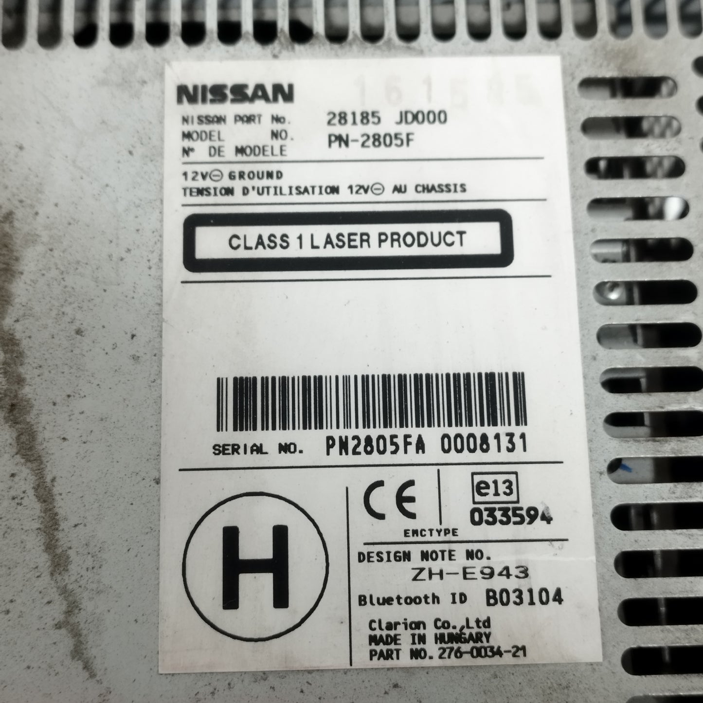 Autoradio Nissan Qashqai 2008 Cod: 28185JD000 ecoAC14872