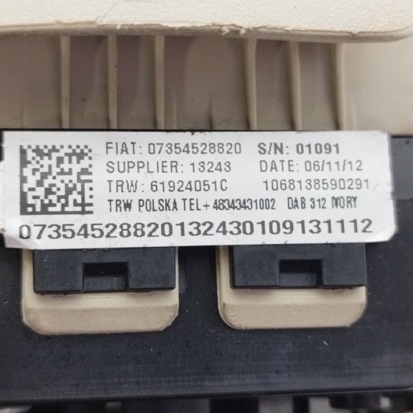 Airbag Steering Wheel Fiat 500 2010 Code: 07354528820 ecoAC11909