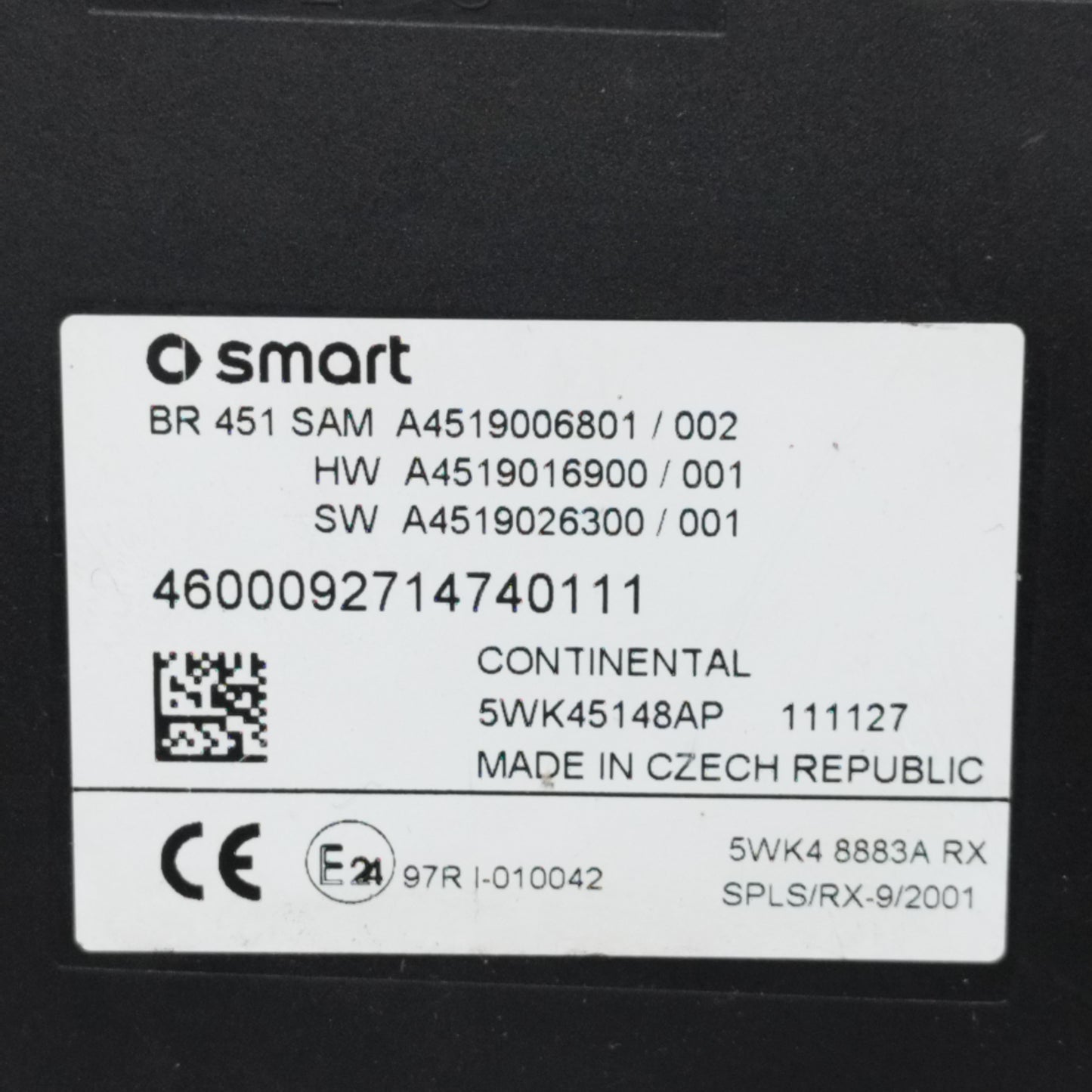 Centralina BSM Smart Fortwo 451 1.0 B 2010 cod: A4519006801/002 ecoAC9998