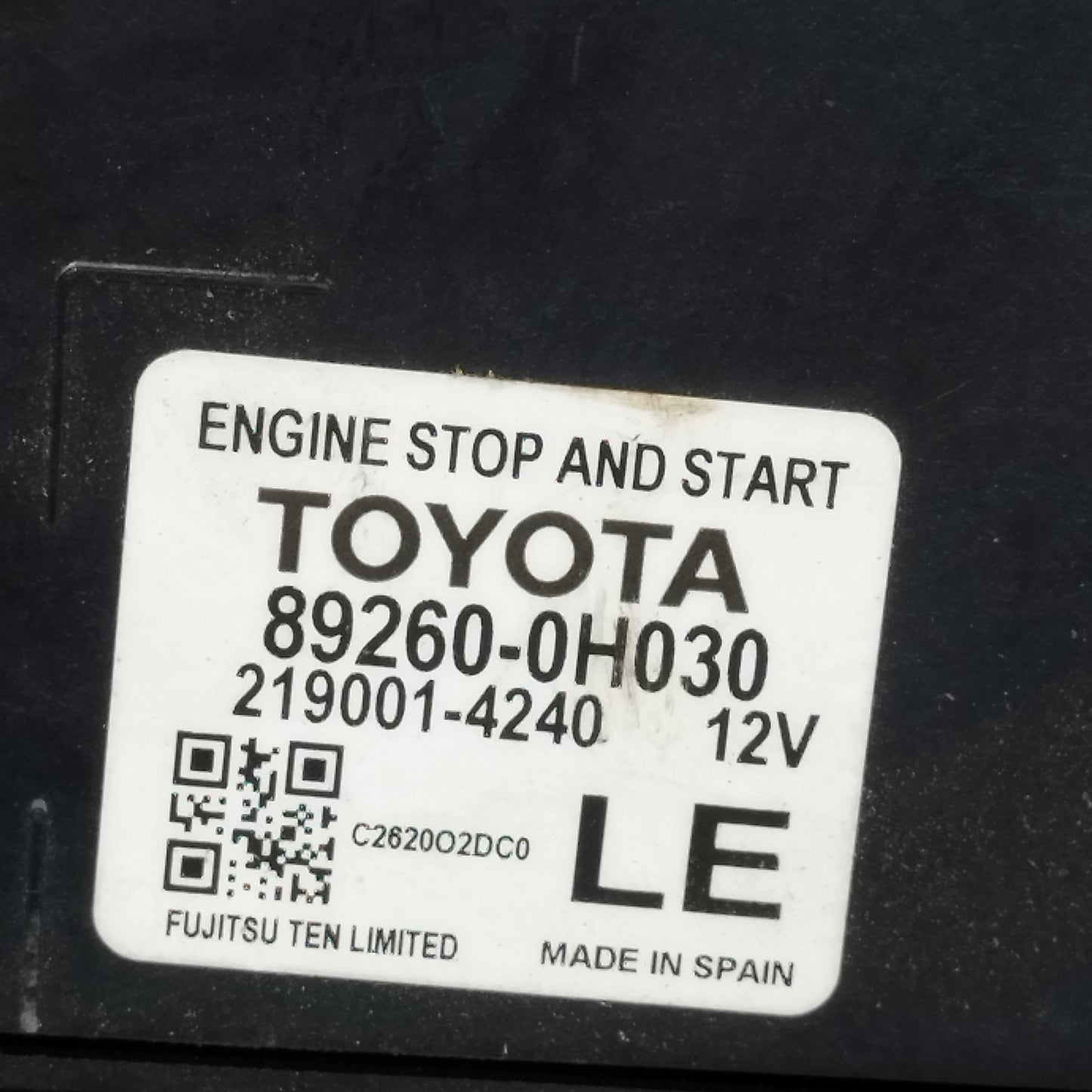 Centralina Start e Stop Toyota Aygo II (AB40) 2014-2021 cod: 89260-0H030 ecoAC16644