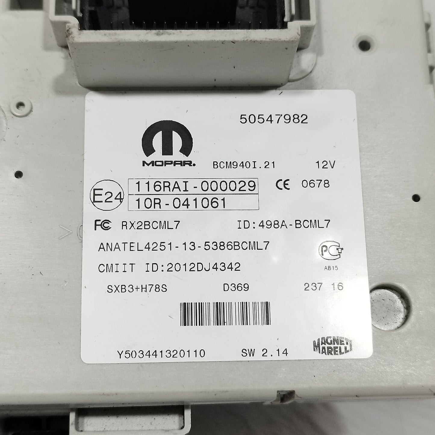 Body Computer Control Unit Alfa Romeo Giulietta 1.6 mtj 2015 Code: 50547982 ecoAC11969