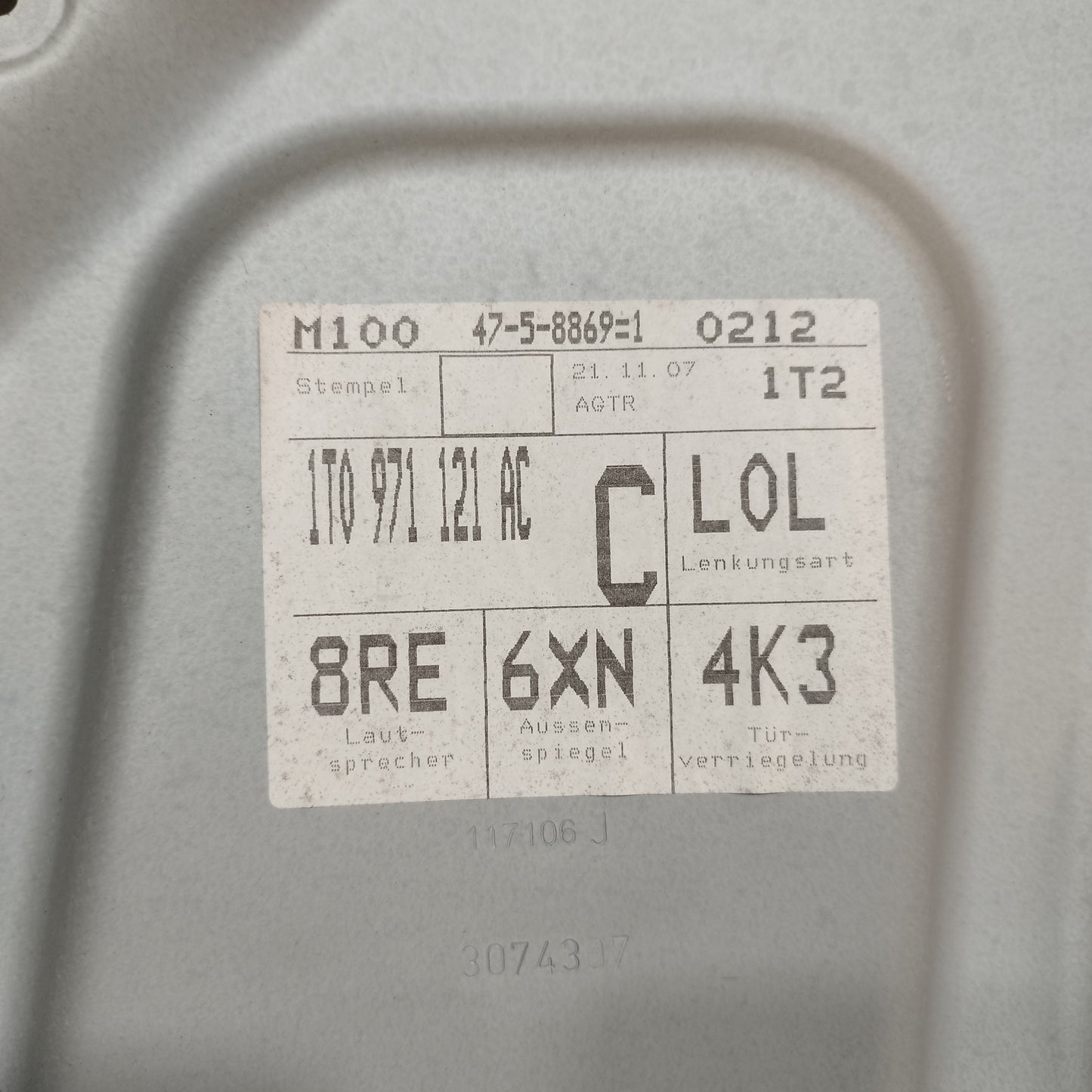 Cremagliera a pannello anteriore dx Volkswagen Touran (1T1 / 1T2) 2003-2010 cod: 1T0971121AC ecoAC16516