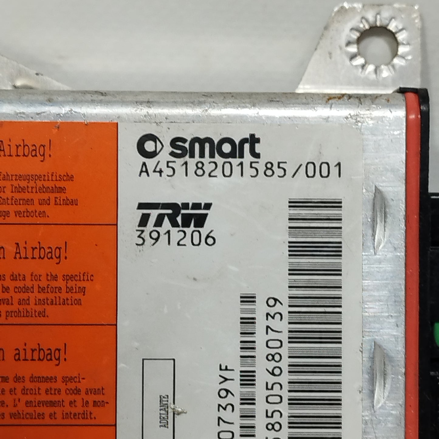 Kit airbag Smart fortwo 451 2010 cod: A4518201585/001 ecoAC14687