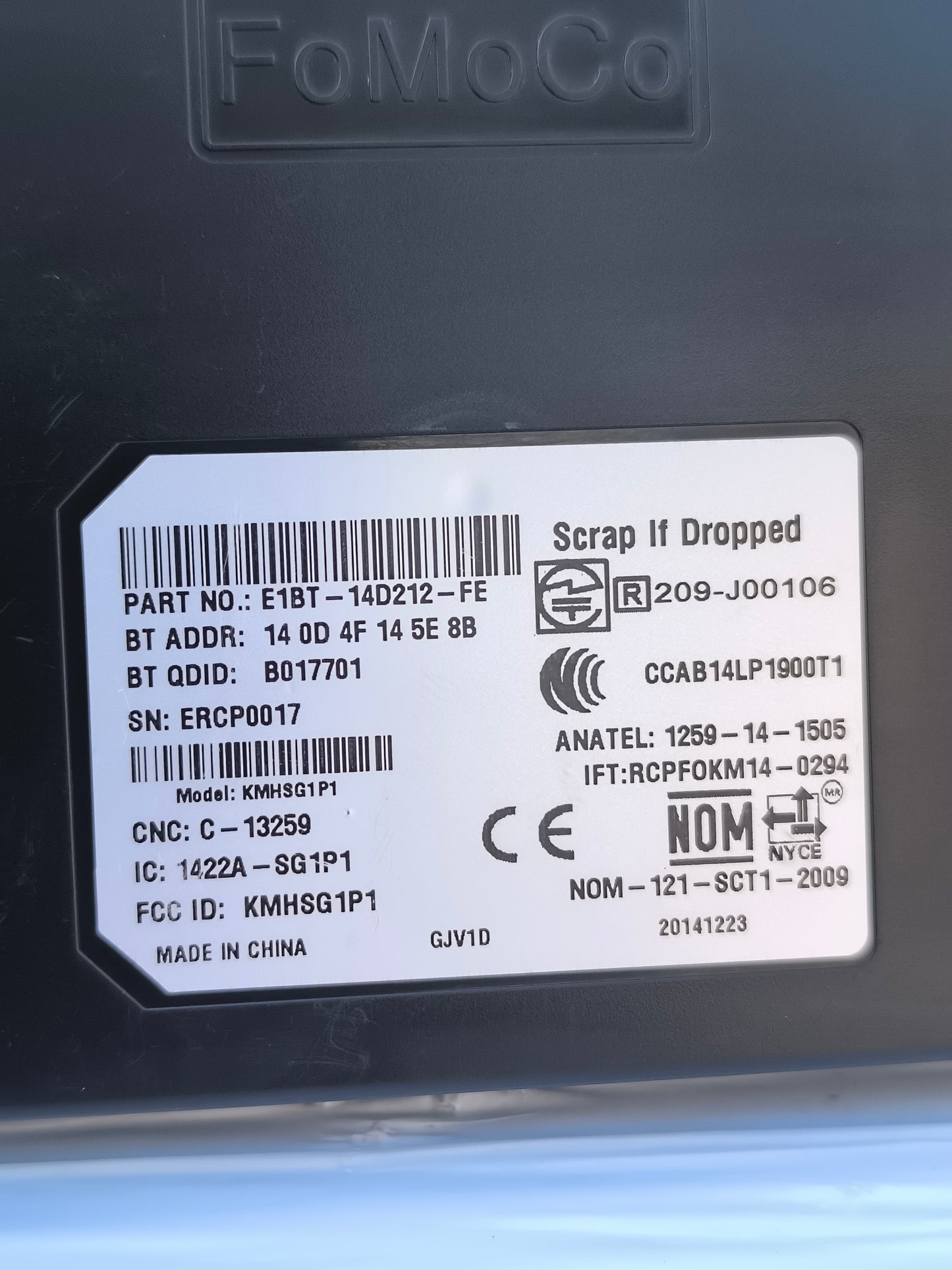 Centralina Blue e Me Ford Focus anno 2015 cod. E1BT-14D212-FE ecoAG7557