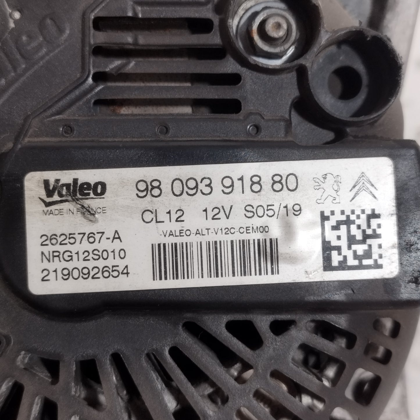 Alternatore Peugeot 2008 I (A94 / CU) 1.5 BlueHdi 100CV 2018-2019 cod: 9809391880 ecoAC16654