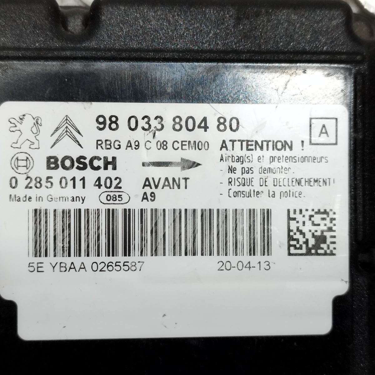 Centralina airbag Peugeot 208 I (CA / CC) 2012-2019 cod: 9803380480 ecoAC17029
