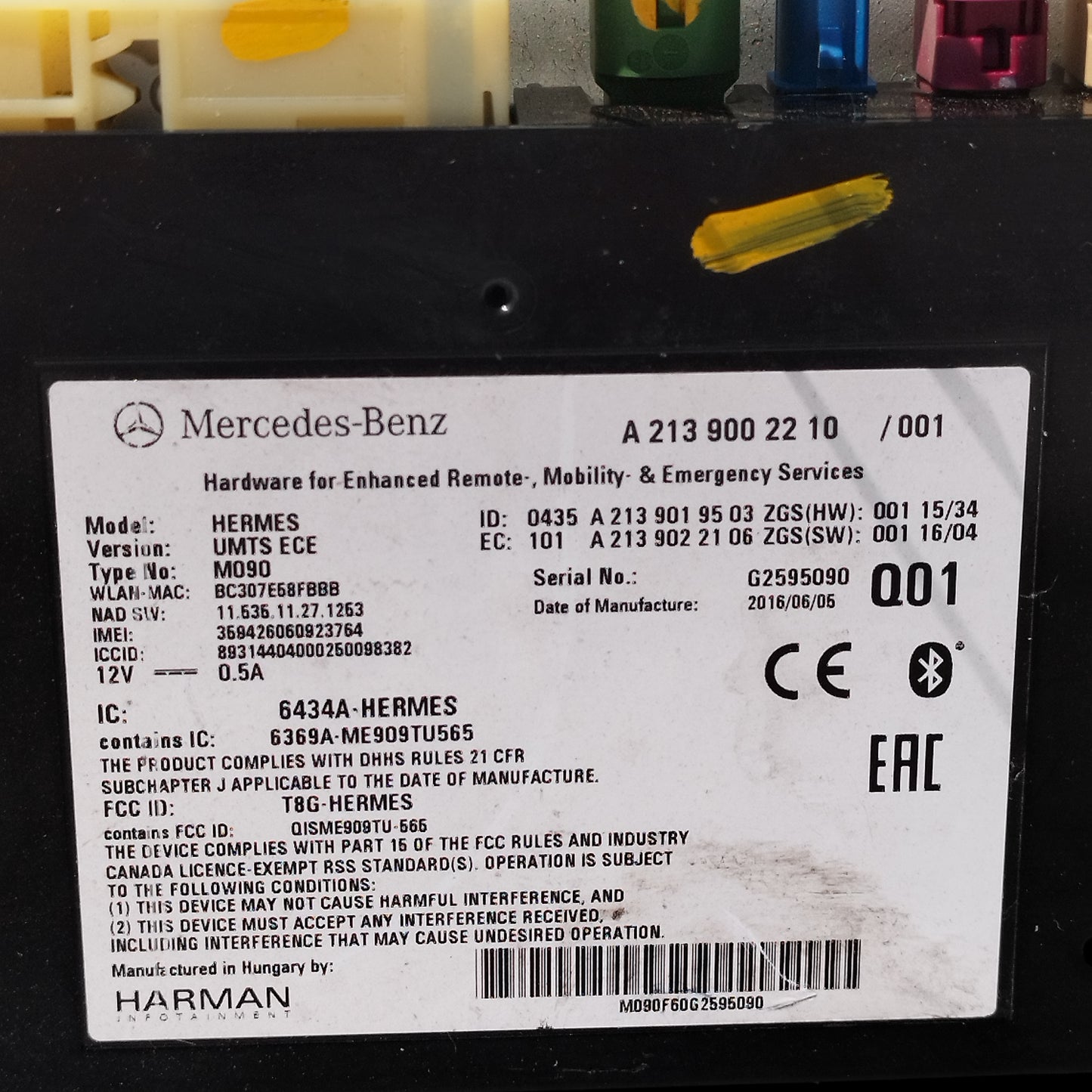 Centralina bluetooth Mercedes Classe A W176 2012-2018 cod: A2139002210 ecoAC15796