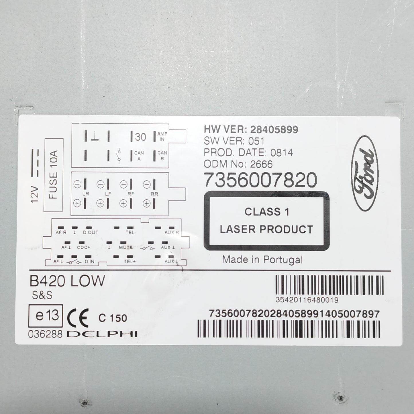 Autoradio Ford Ka 2014 Cod: 7356007820 ecoAC9435