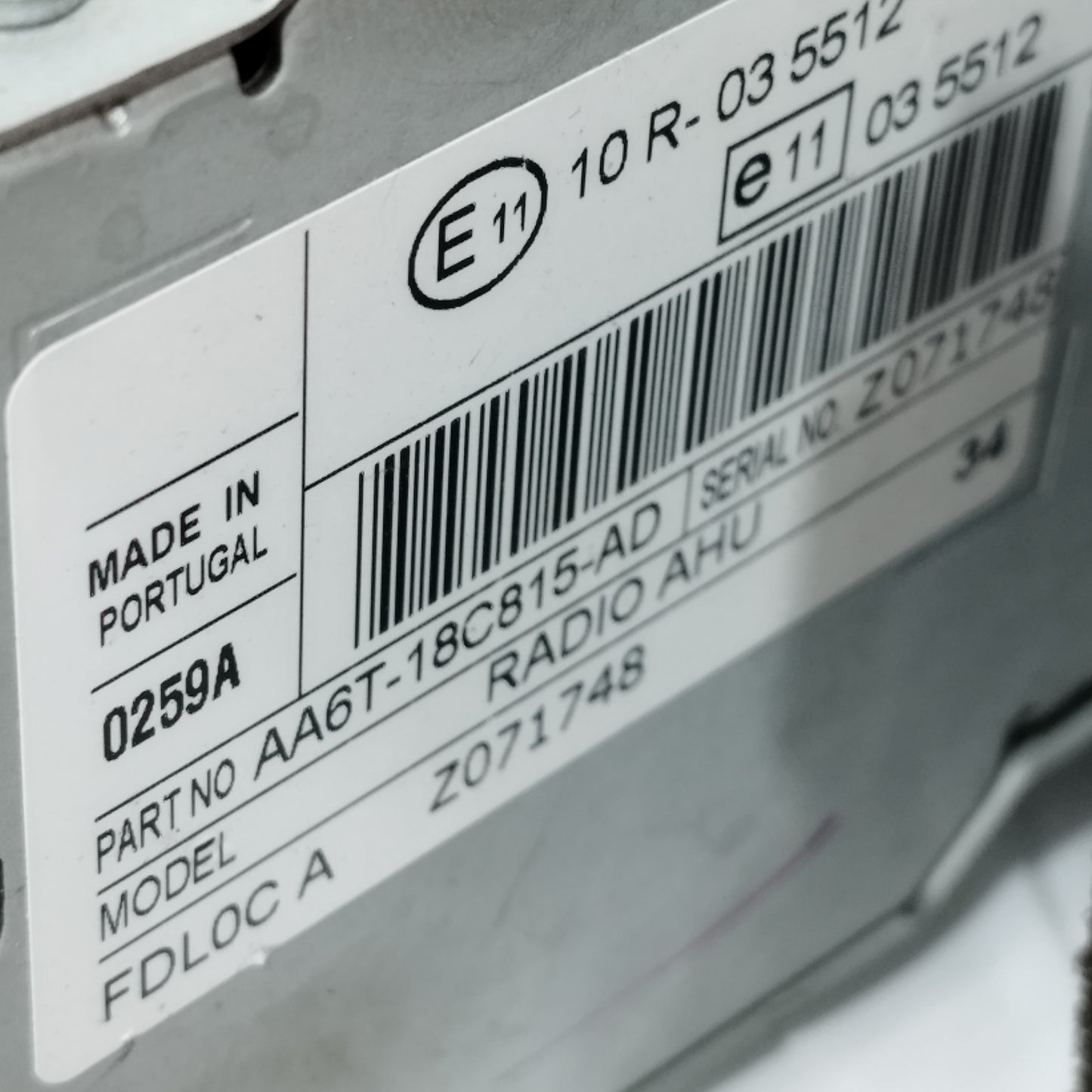 Autoradio Ford Fiesta 2010 Codice: AA6T-18C815-AD ecoAC12202