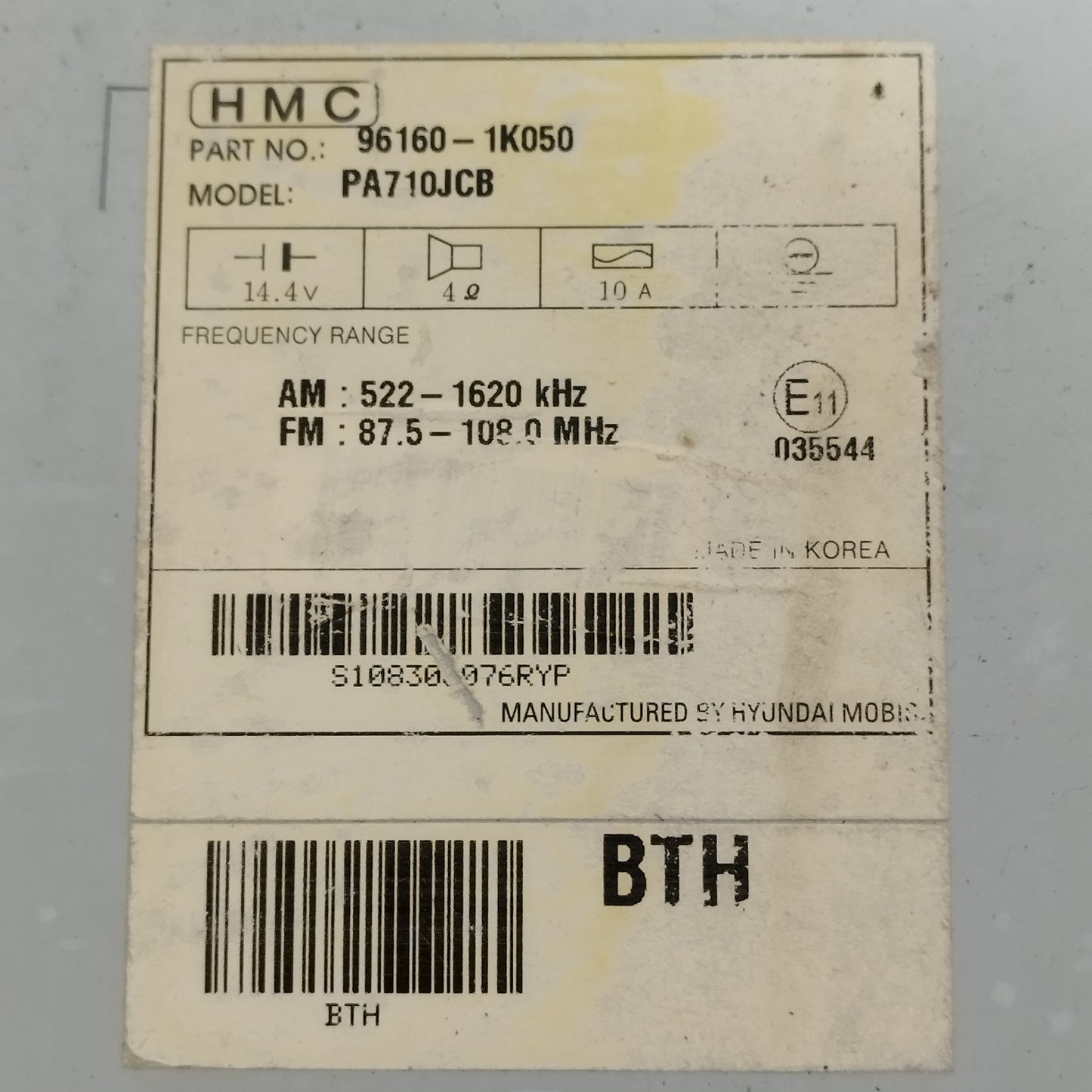 Autoradio Hyundai IX20 2011 Cod: 96160-1k050 ecoAC13582