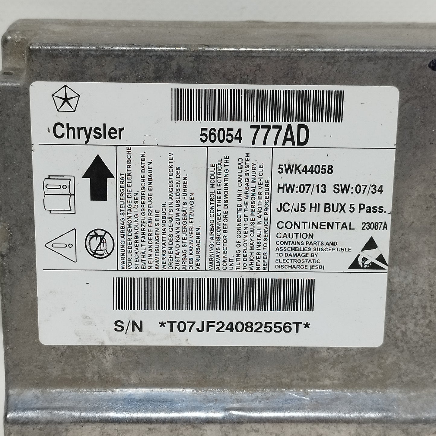 Kit airbag Dodge Journey 2008 Cod: 5WK44058 ecoAC13529