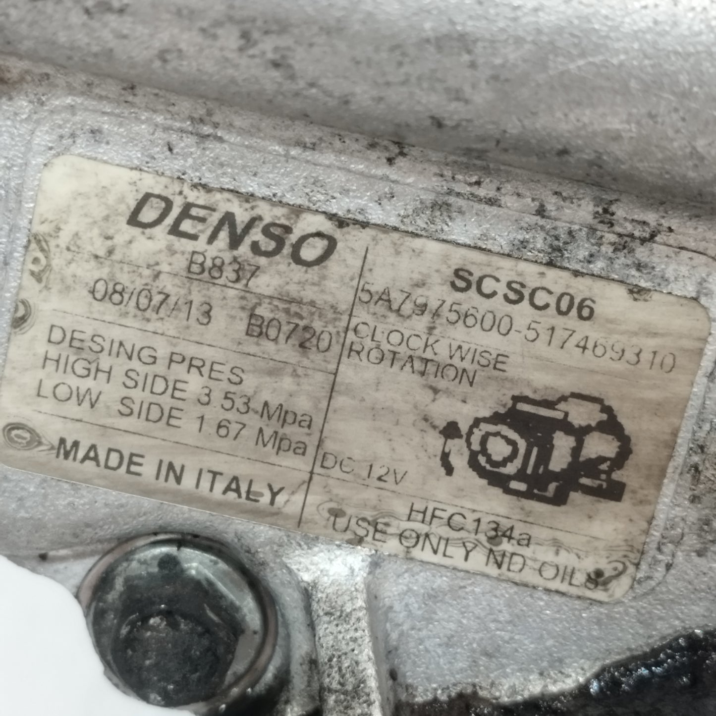 Compressore a / c Lancia Musa (350) 1.3 MTJ 2006-2012 cod: 517469310 ecoAC16187