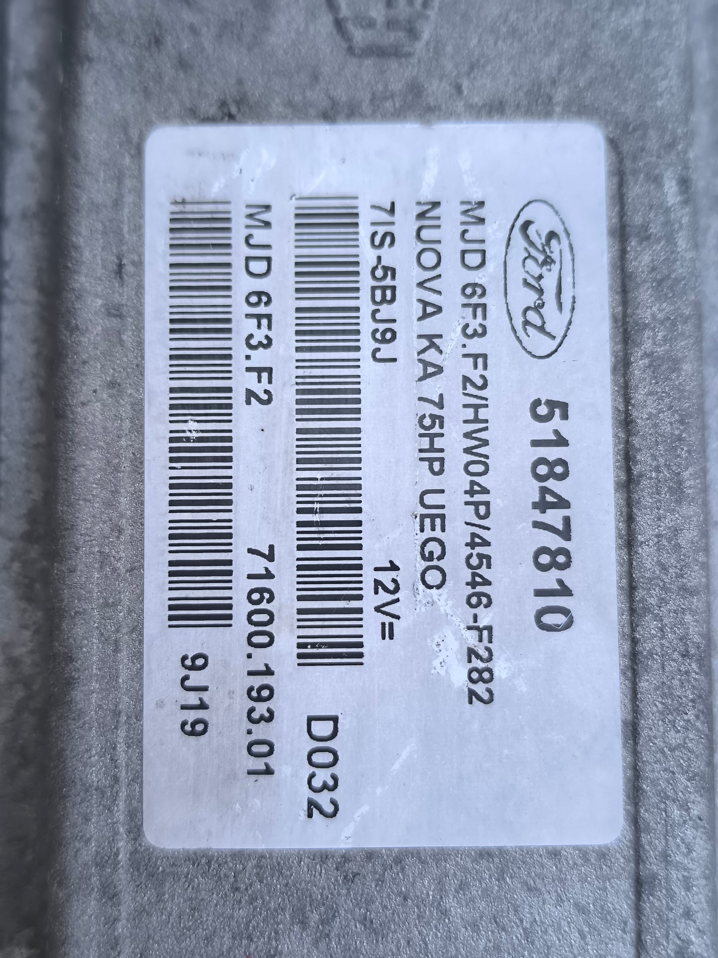 Kit accensione Ford Ka II (RU8) 1.3 MTJ 55KW 75CV anno 2008-2010 cod: 51847810 ecoAG8470
