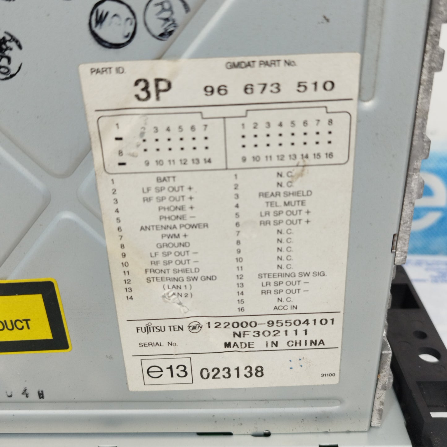 Chevrolet Captiva 2008 Autoradio-Code: 966735510 ecoAC10676