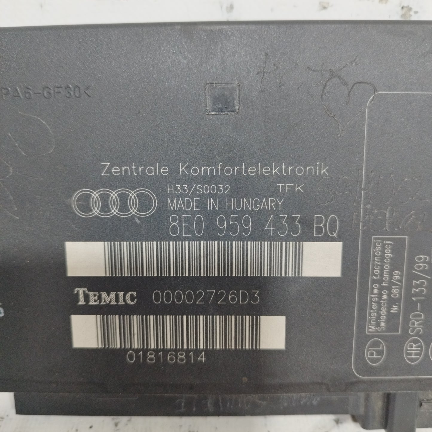 Centralina comfort Audi A4 2.0 D 2005 cod: 8E0959433BQ ecoAC8633