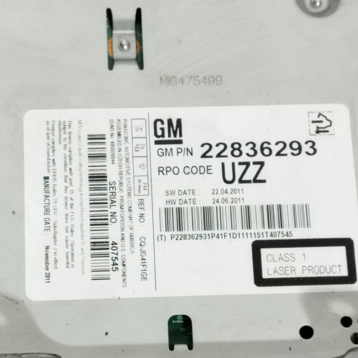 Autoradio/Lettore Cd Opel Zafira C Tourer 2011-2016 cod: 22836293 ecoAC17348