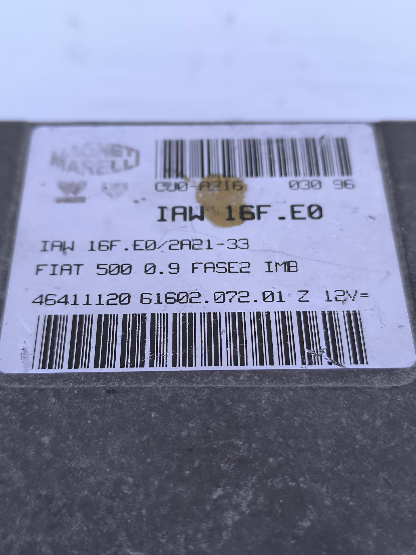 Fiat 500 900 Motorsteuergerät, Baujahr 1997, Code IAW16F.E0 ecoAG6501
