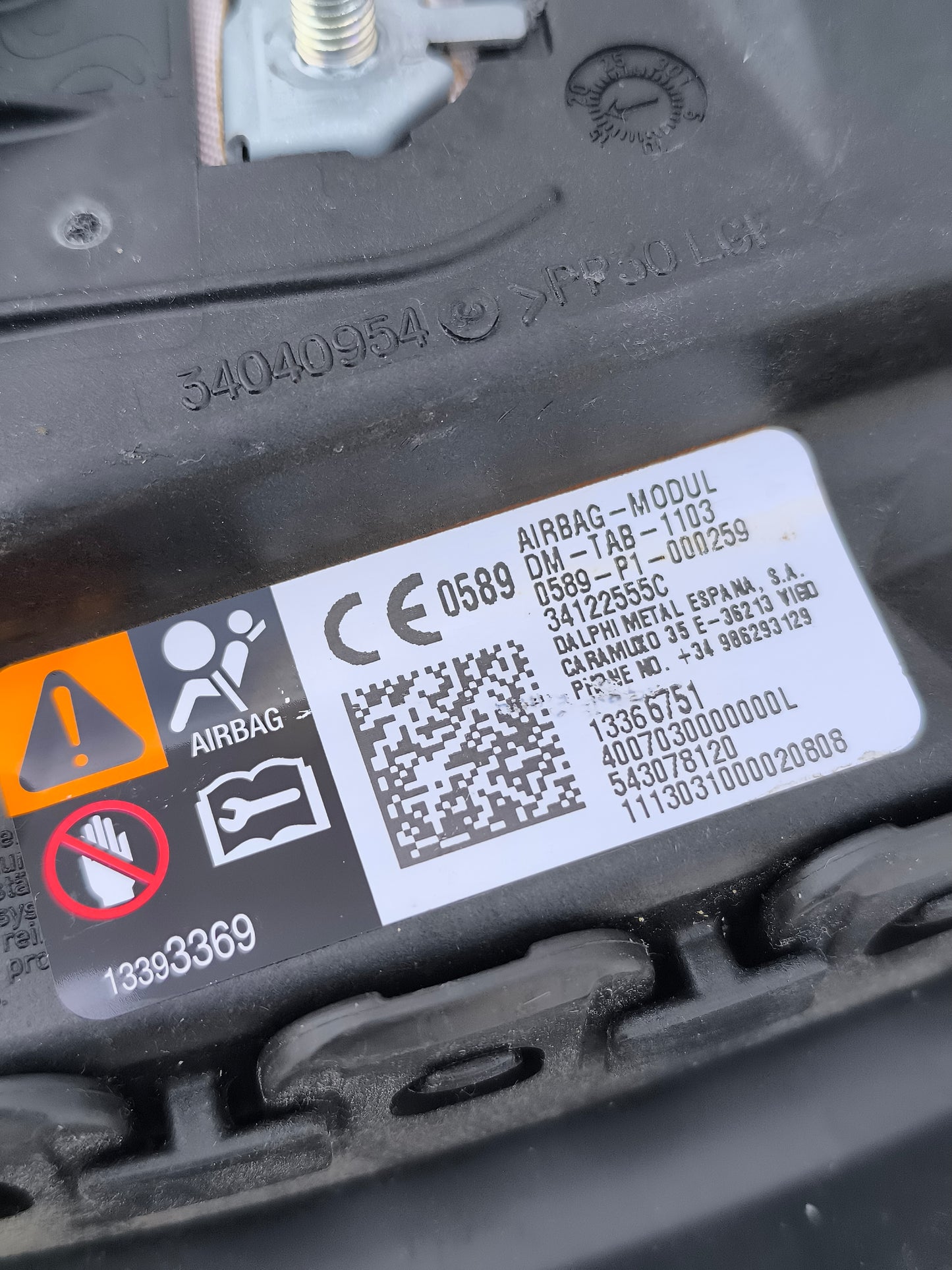 Left seat airbag Opel Adam year 2014 code: 34122555C ecoAG6853