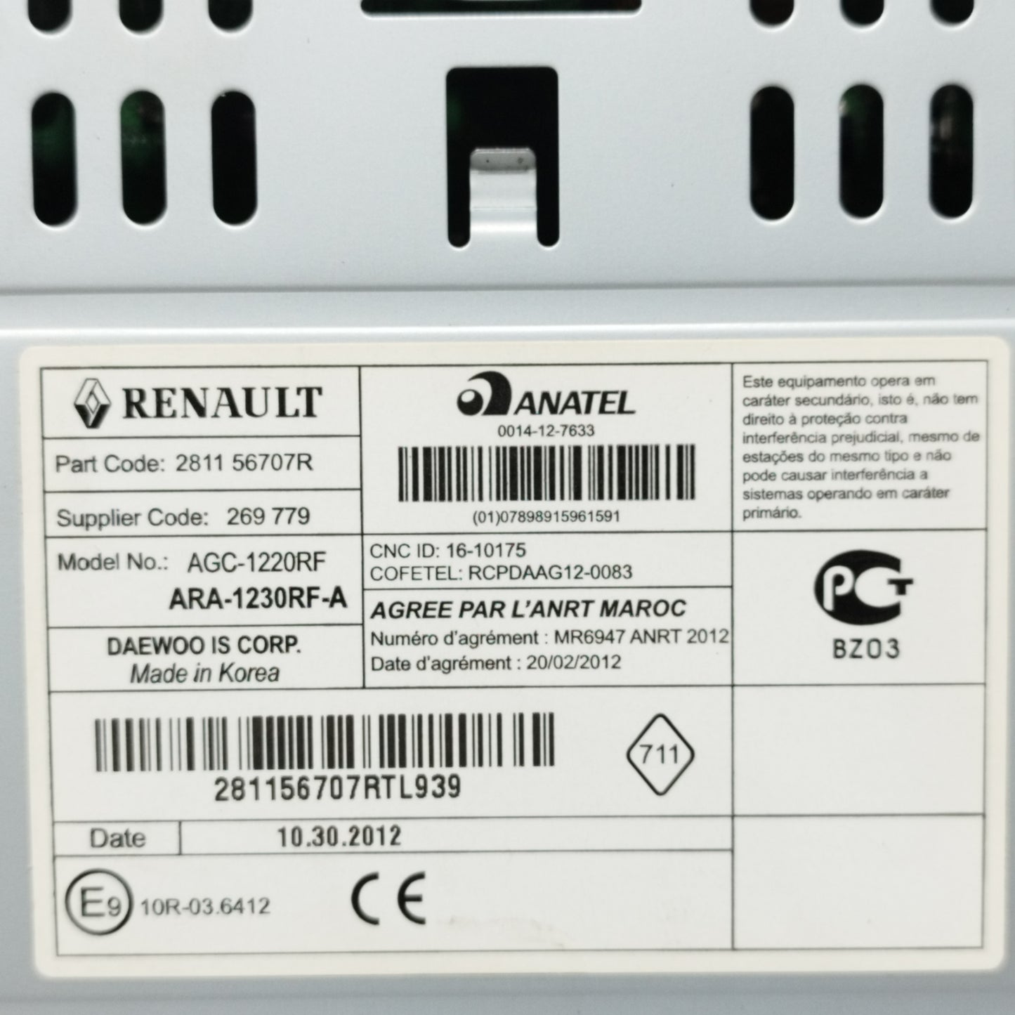 Autoradio Renault Twingo 2013 Cod: 281156707R ecoAC10589