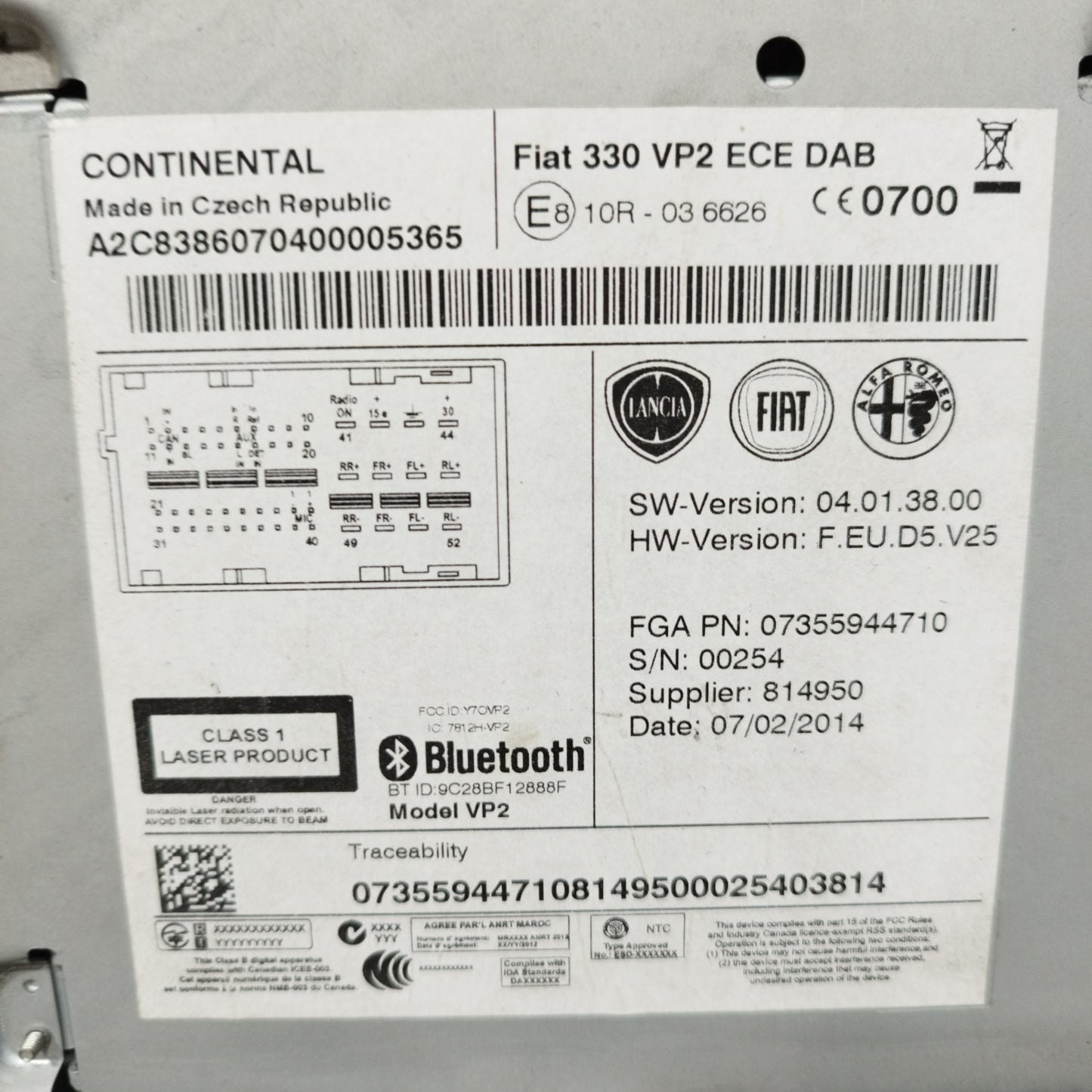 Autoradio Fiat 500L 2013 Cod: 814950 ecoAC9718