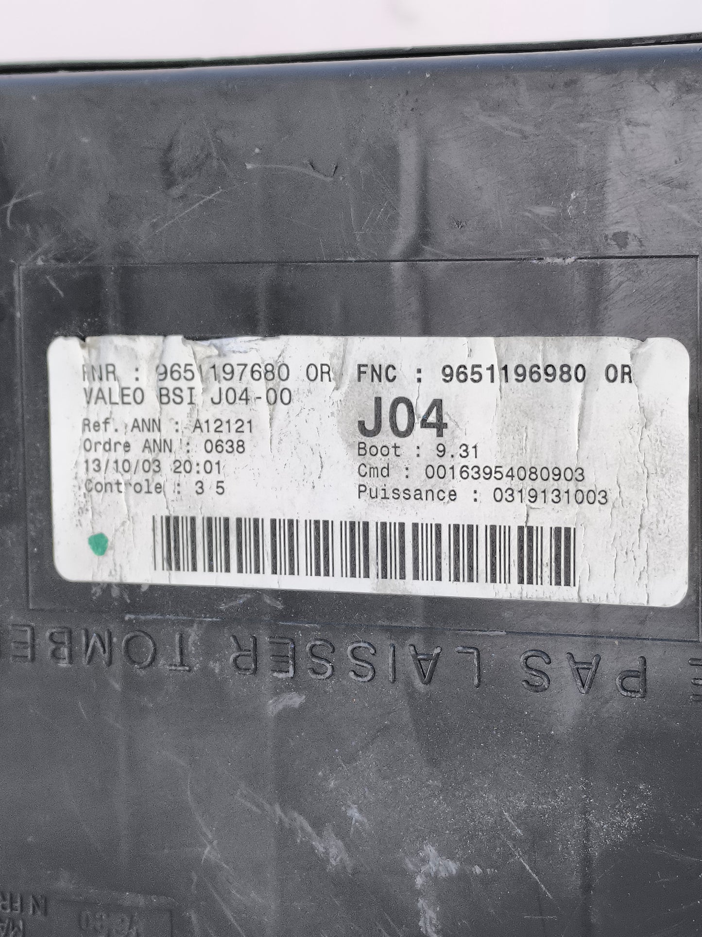 Body computer control unit Peugeot 307 Cod. 9651197680 ecoAG6826