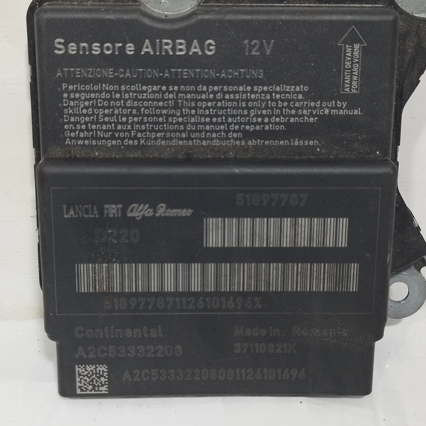 Centralina airbag Fiat Punto Evo 2013 Codice: 51897787 ecoAC11857