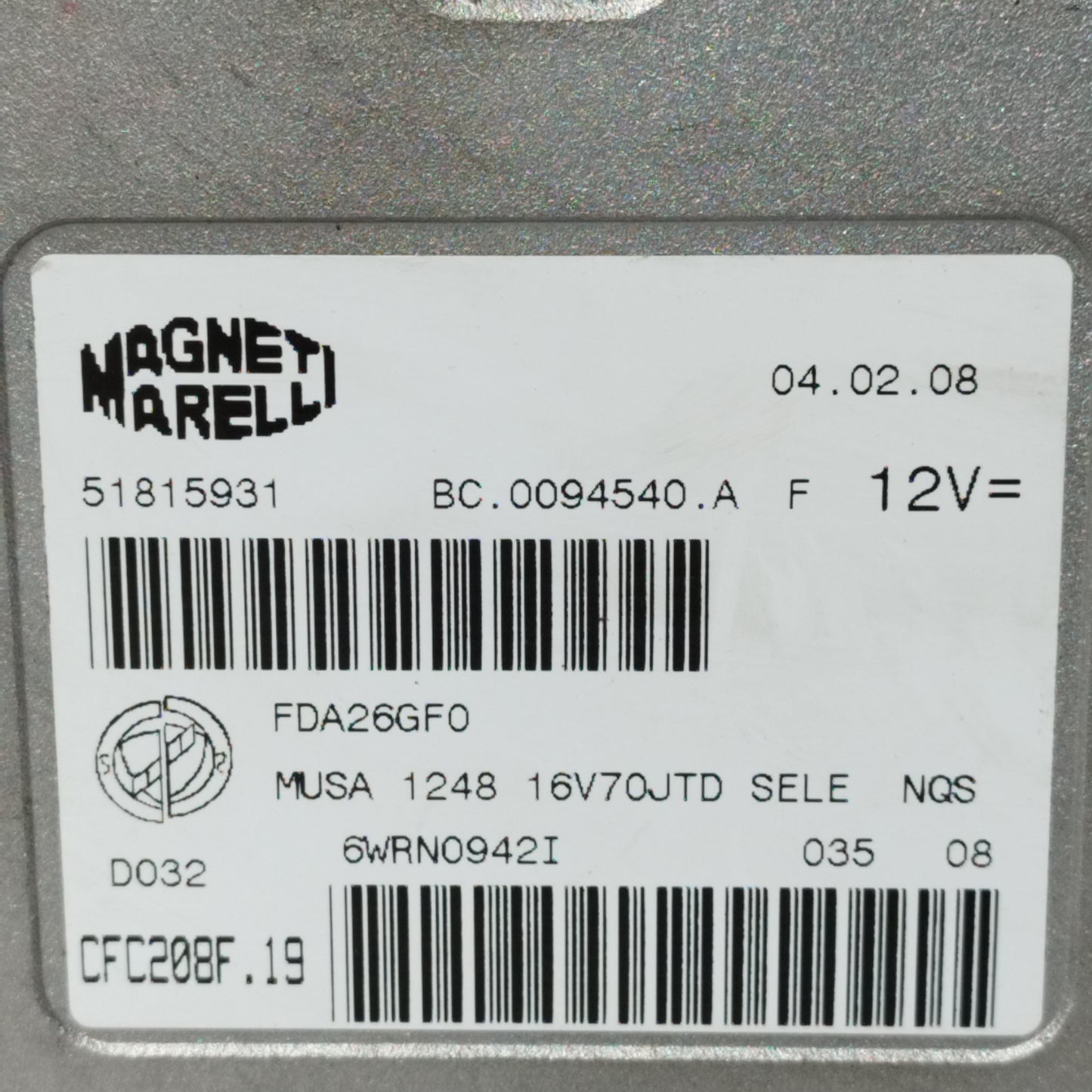 Centralina cambio automatico Lancia Musa 1.3 MTJ 2008 Cod: CFC208F.19 ecoAC10528