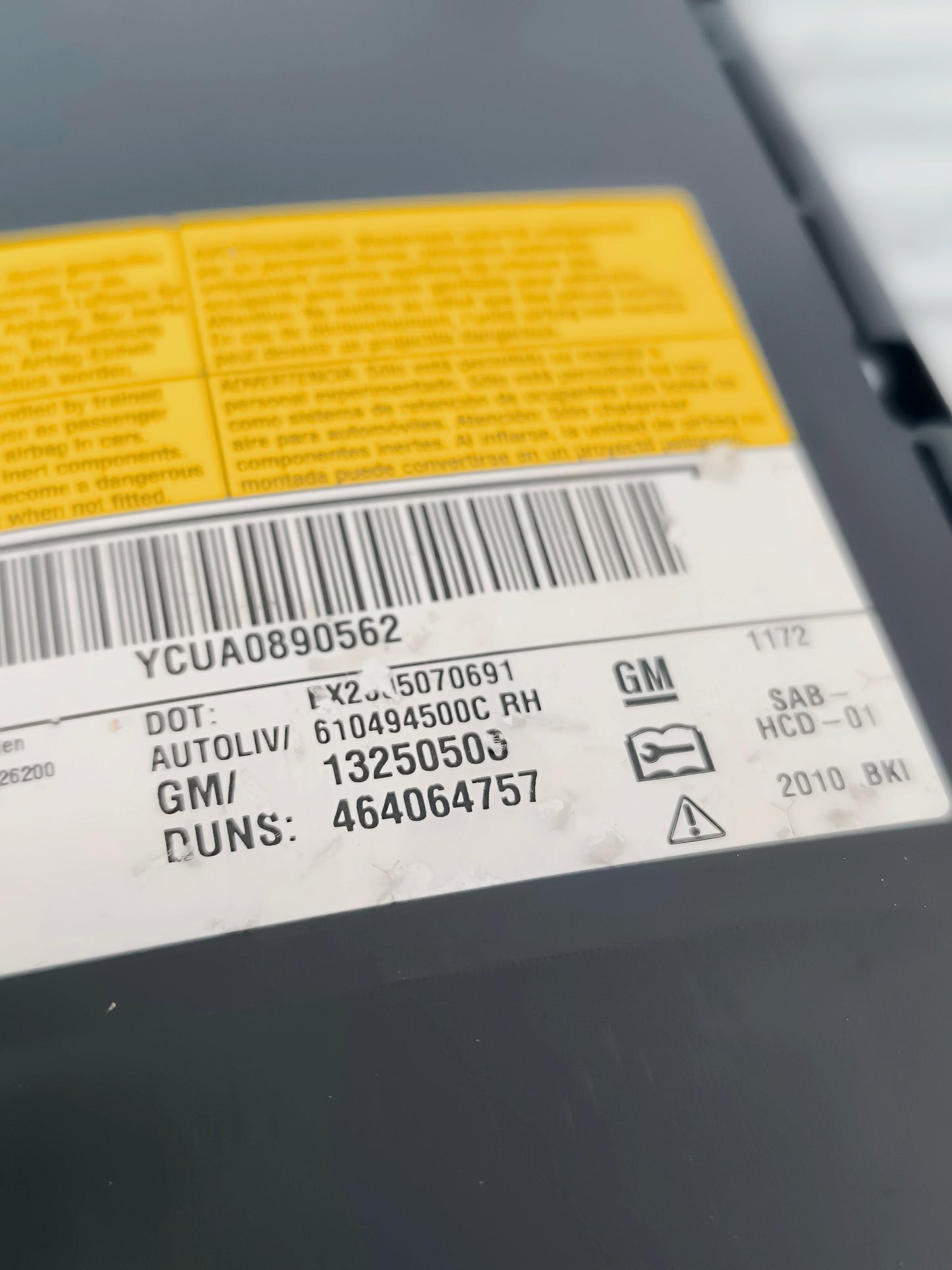 Front right seat airbag Opel Meriva B Cod.13250508 ecoAG6252