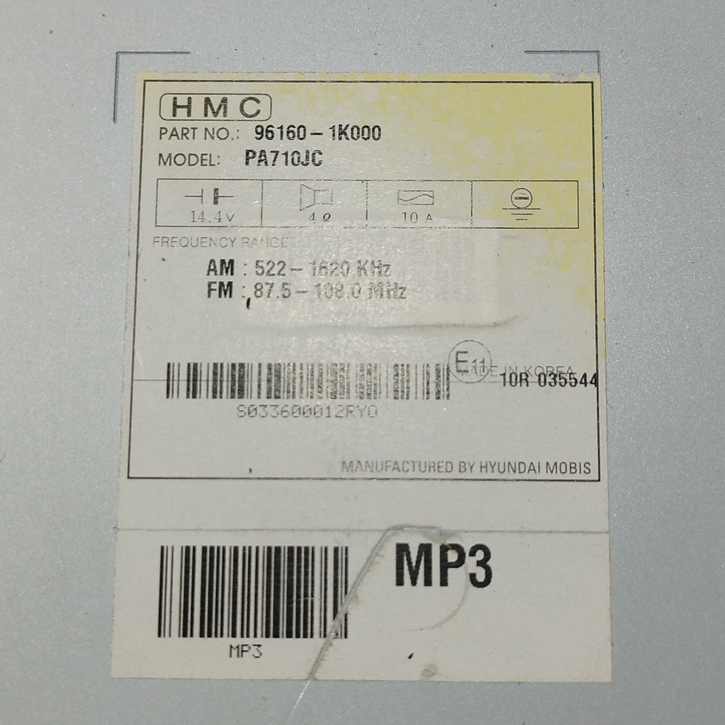 Autoradio Hyundai IX20 2012 Cod: 96160-14000 ecoAC10085