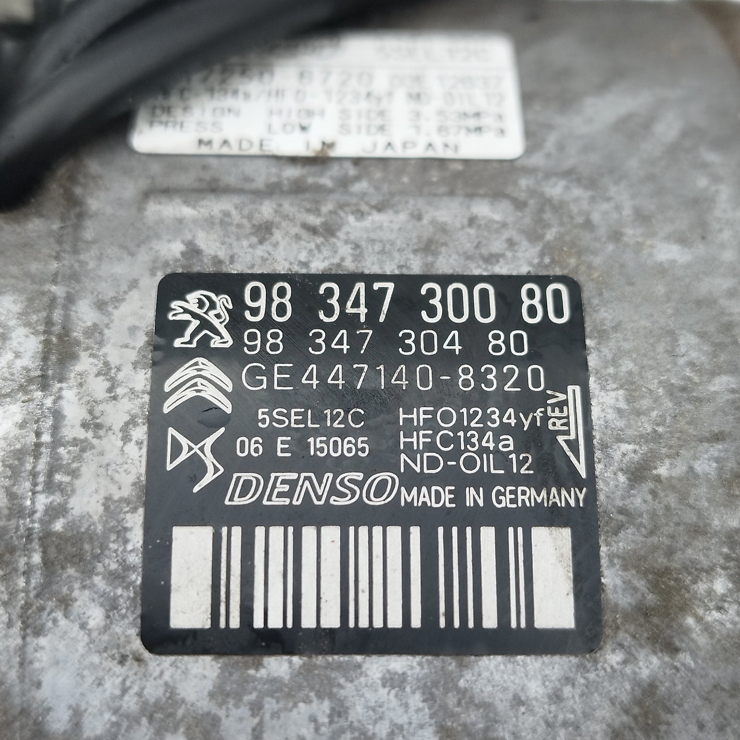 Compressore a/c Peugeot 2008 1.5 D 2019-2025 DENSO cod: 9834730080 ecoAC15618
