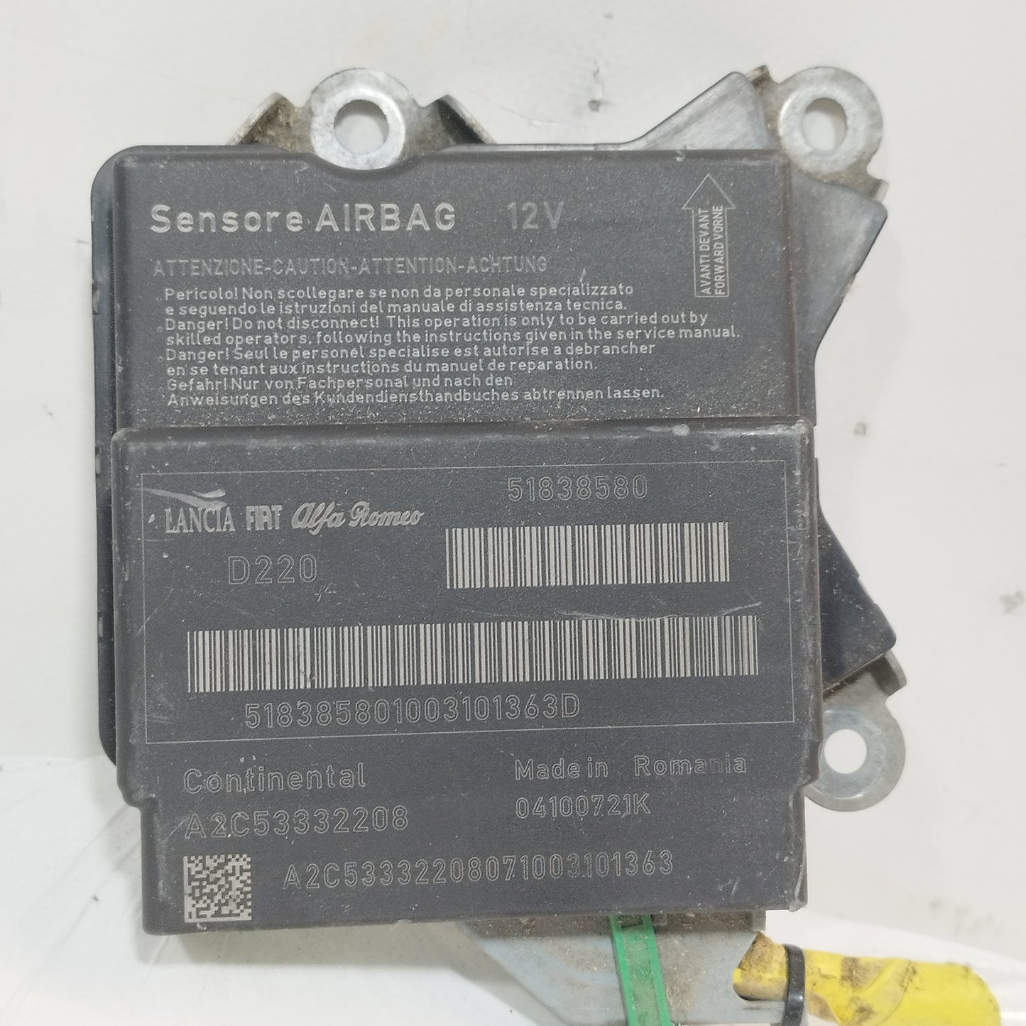 Centralina airbag Fiat Punto Evo 2010 cod: 51838580 ecoAC6902