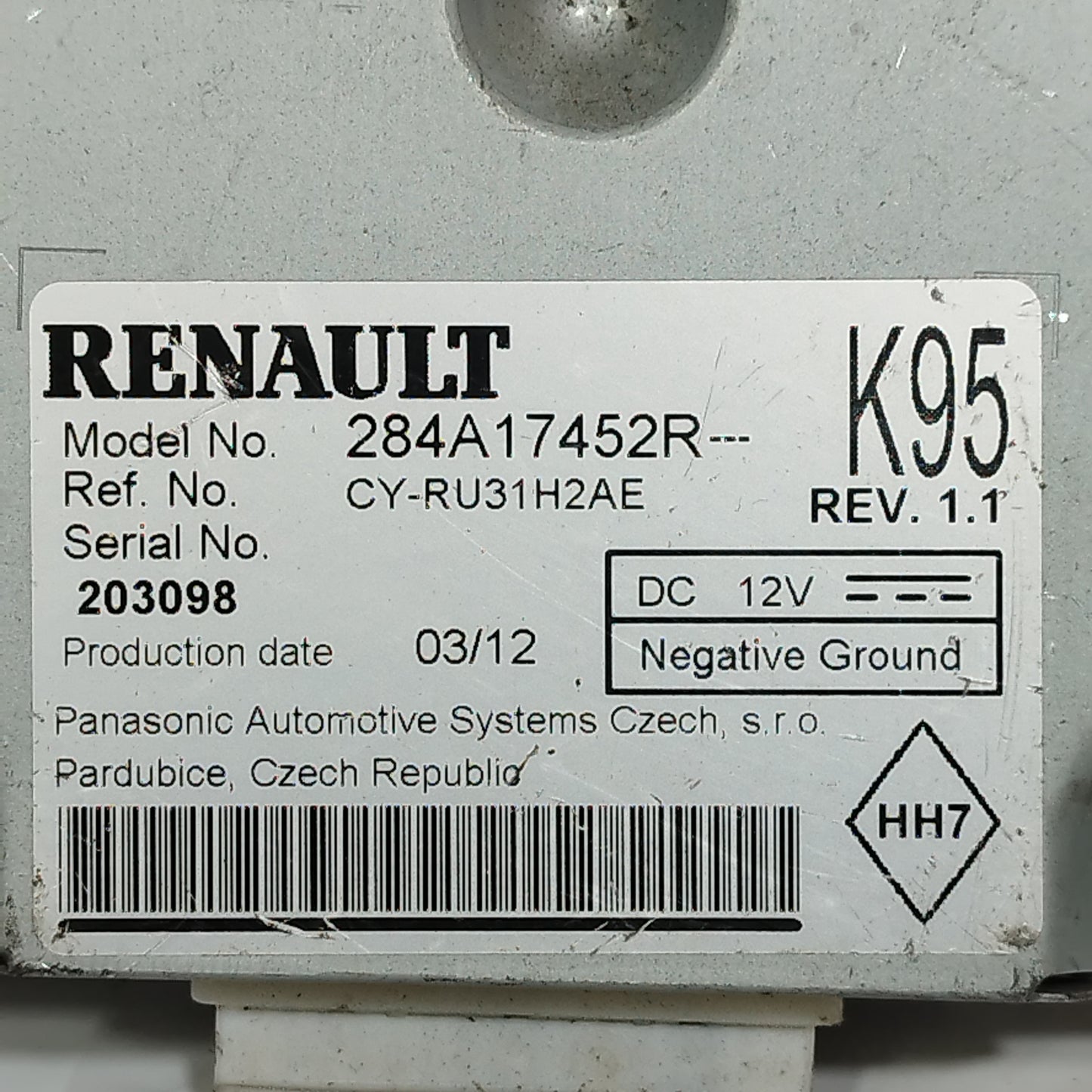 Renault Megane 2010 Frontkamera-Steuergerät Code: 284A17452R ecoAC14131