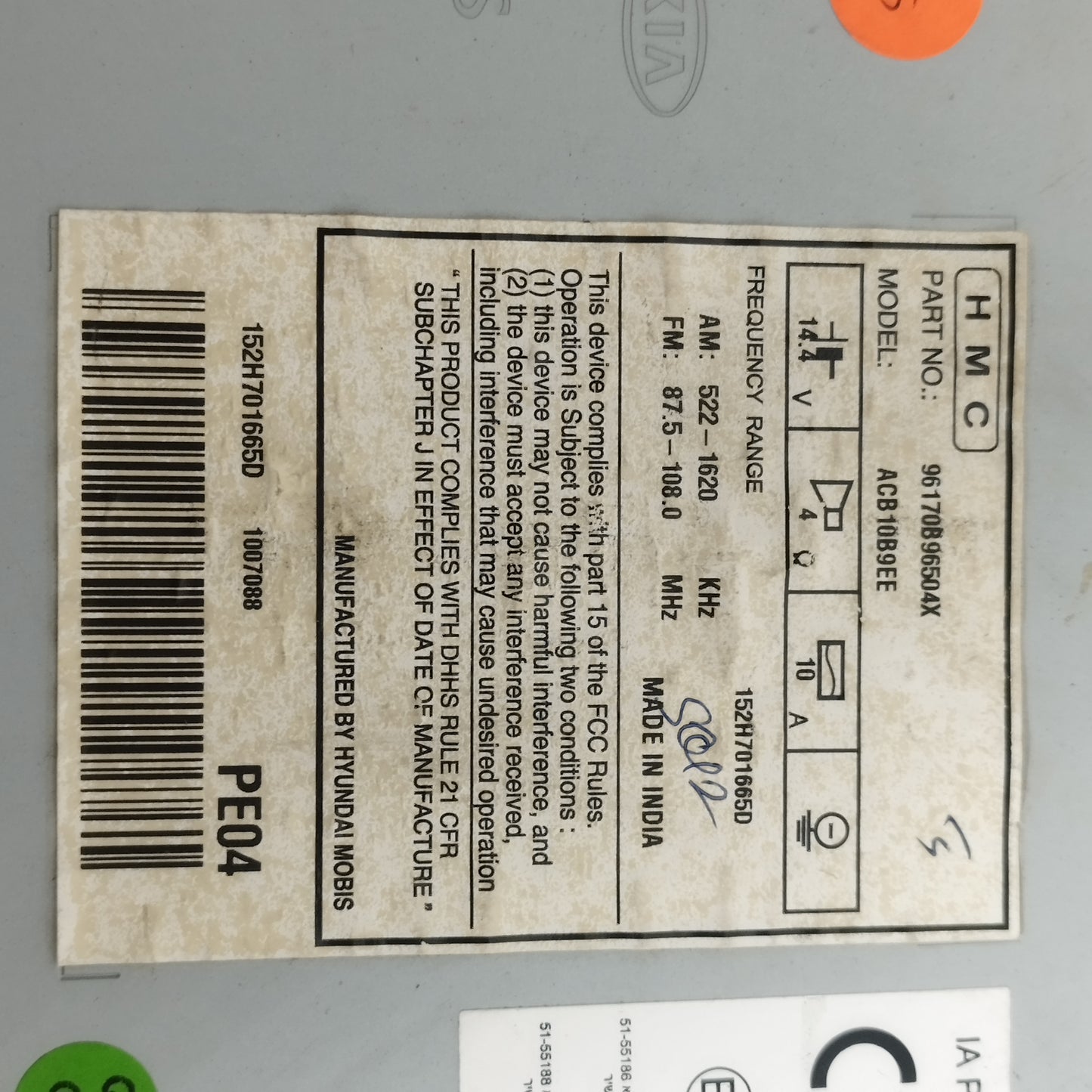 Autoradio Hyundai I10 II (IA) 2013-2019 cod: 10R-059418 ecoAC15344