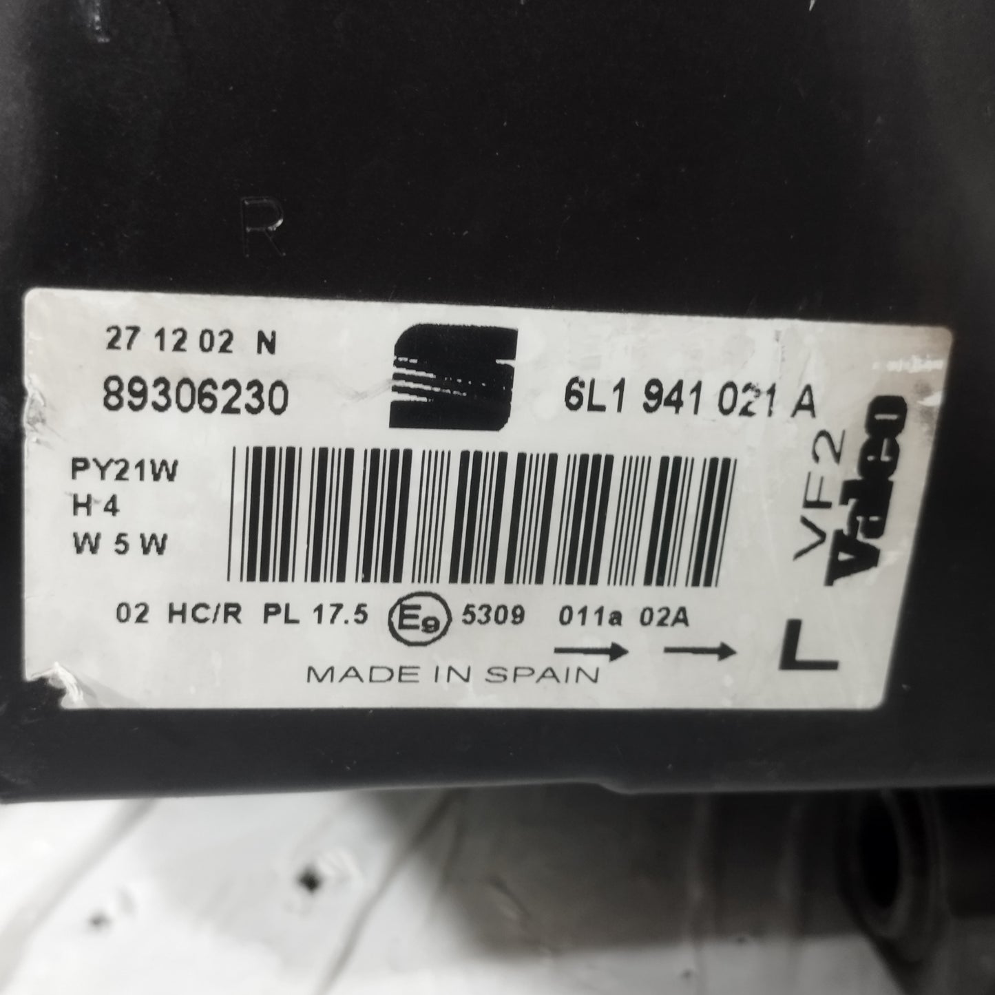 Linker Frontscheinwerfer Seat Ibiza 2002 Code: 6l1941021a ecoAC13423