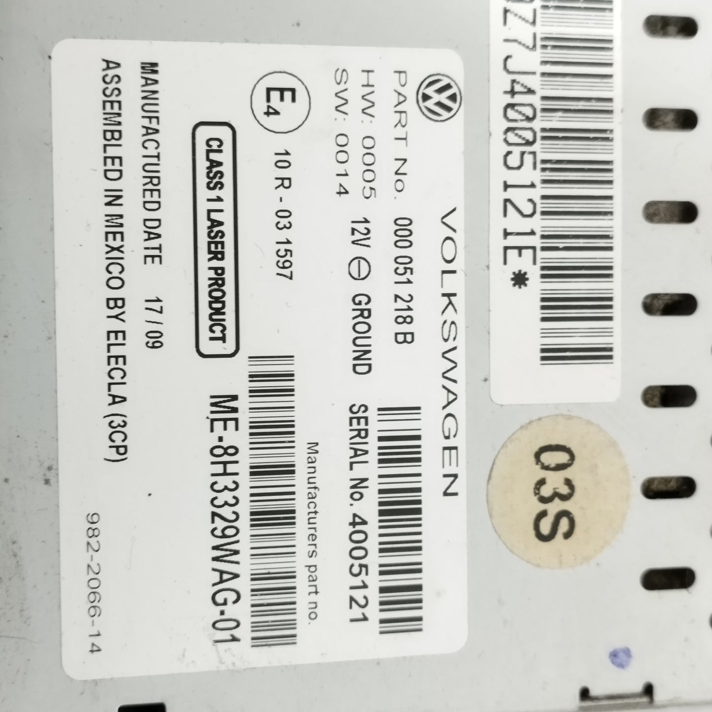 Autoradio Volkswagen Polo V (6R) 2009-2014 cod: 000051218B ecoAC16346