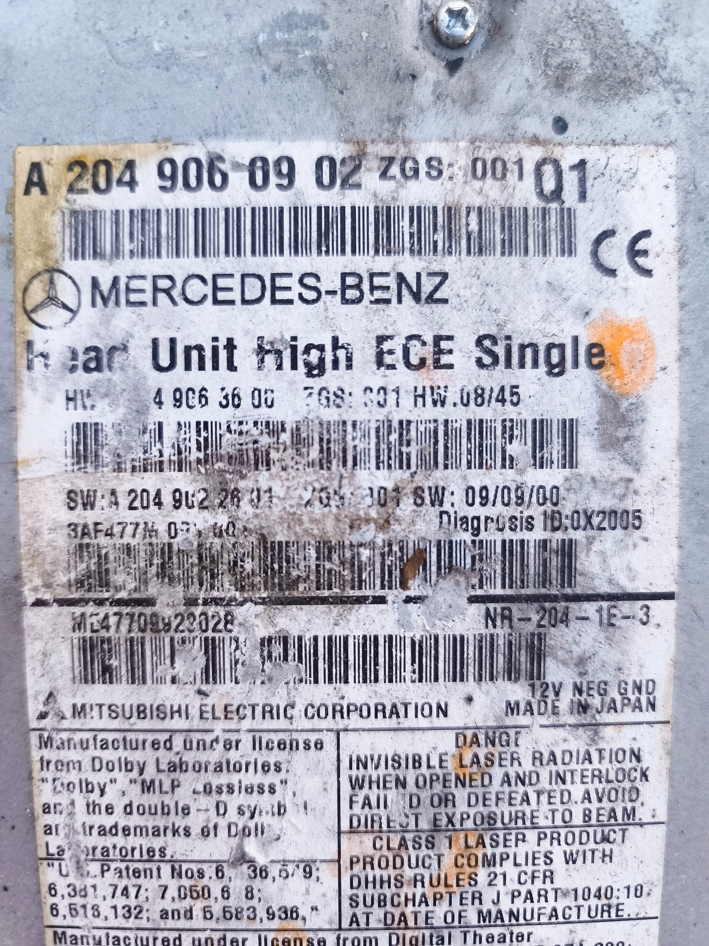 Autoradio Mercedes Classe C w204 Cod. a2049060902 ecoAG5732